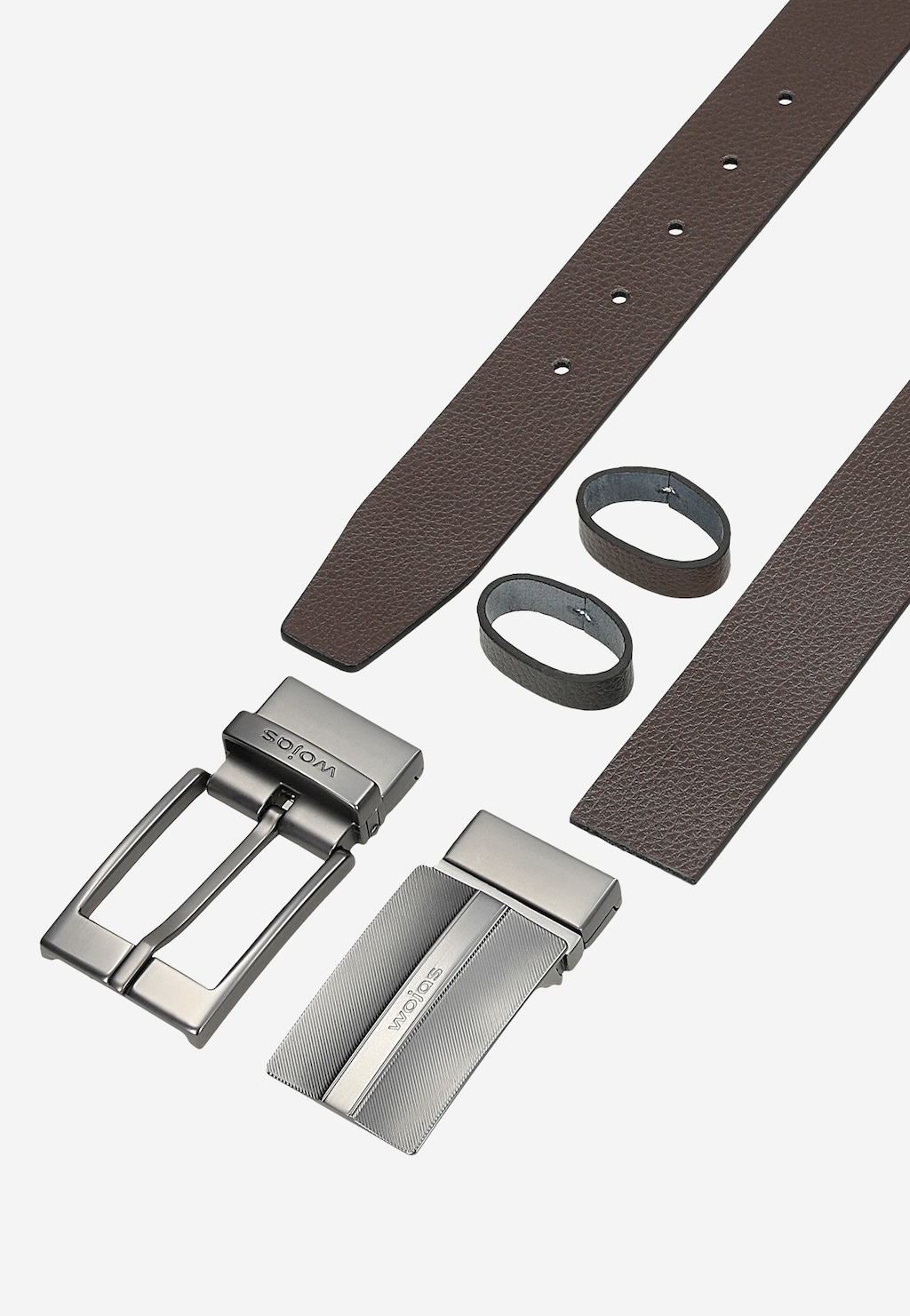 Obojstranný čierny a hnedý pánsky opasok s vymeniteľnými prackami 95905-52 Widok 4