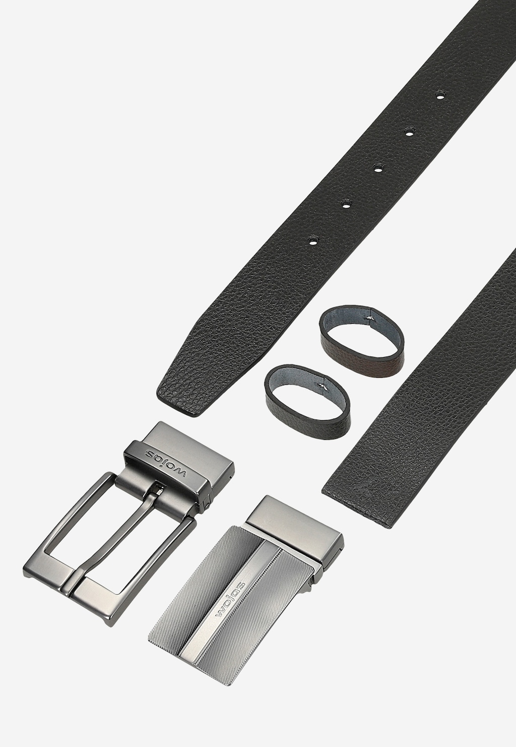 Obojstranný čierny a hnedý pánsky opasok s vymeniteľnými prackami 95905-52 Widok 5