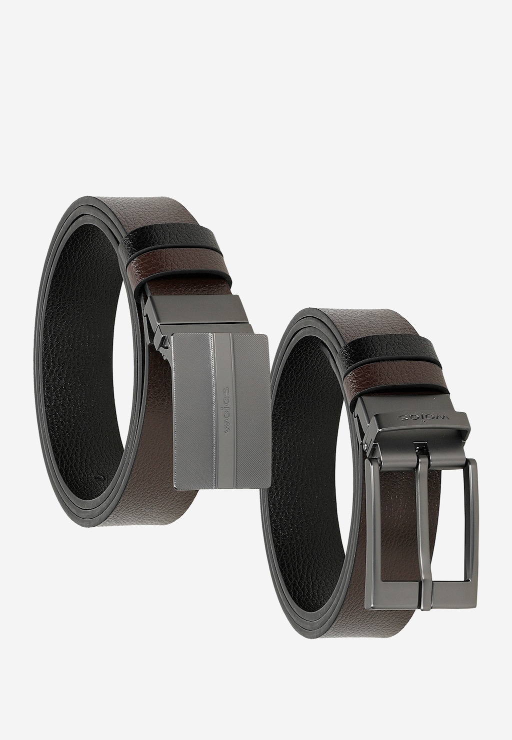 Obojstranný čierny a hnedý pánsky opasok s vymeniteľnými prackami 95905-52 Widok 6