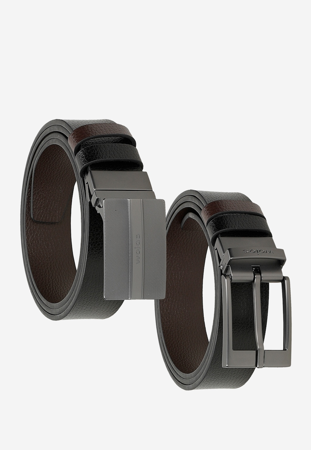 Obojstranný čierny a hnedý pánsky opasok s vymeniteľnými prackami 95905-52 Widok 7