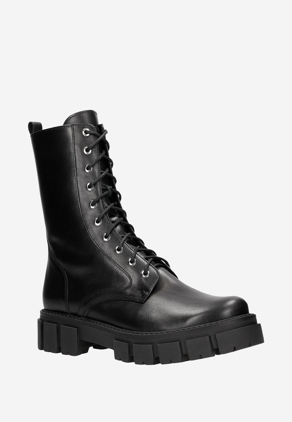 Dámske členkové čižmy z lícovej kože na hrubšej podrážke 64020-51 Widok 3