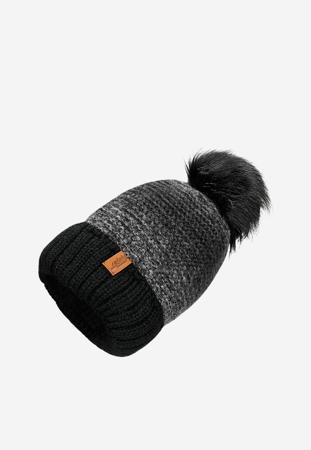 Černošedá sada RELAKS čepice s chlupatým bambulí a nákrčník R96021-81 Widok 2