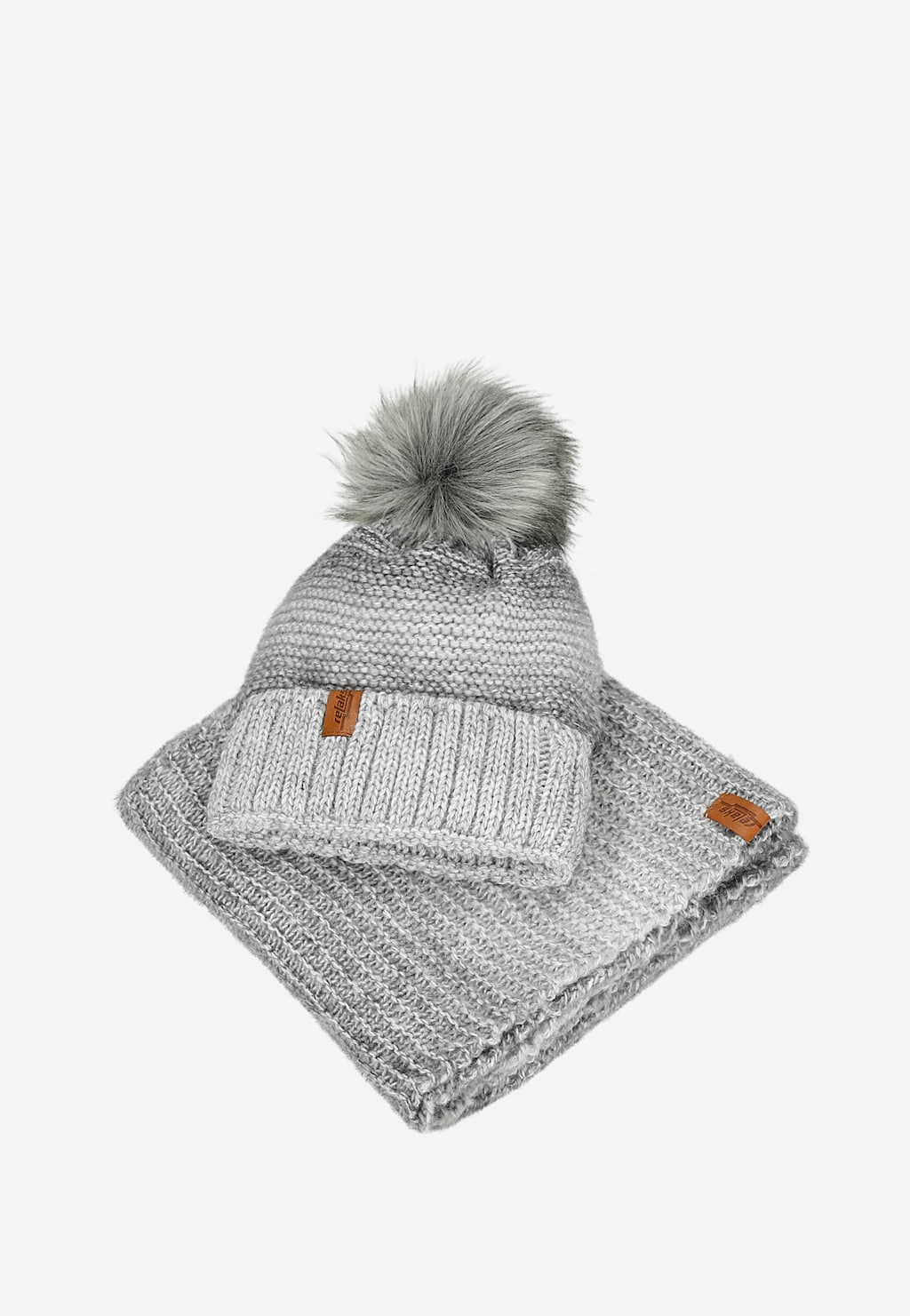 Šedý melírovaný set RELAKS čepice + nákrčník R96021-80 Widok 4