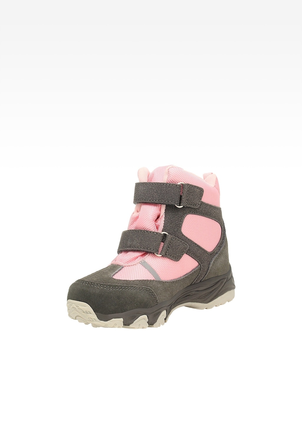 Trzewiki ocieplane Bartek 11655003 dla dziewcząt w kolorze szaro-różowym, z dwoma rzepami, grubą podeszwą i ociepleniem, idealne na zimę.