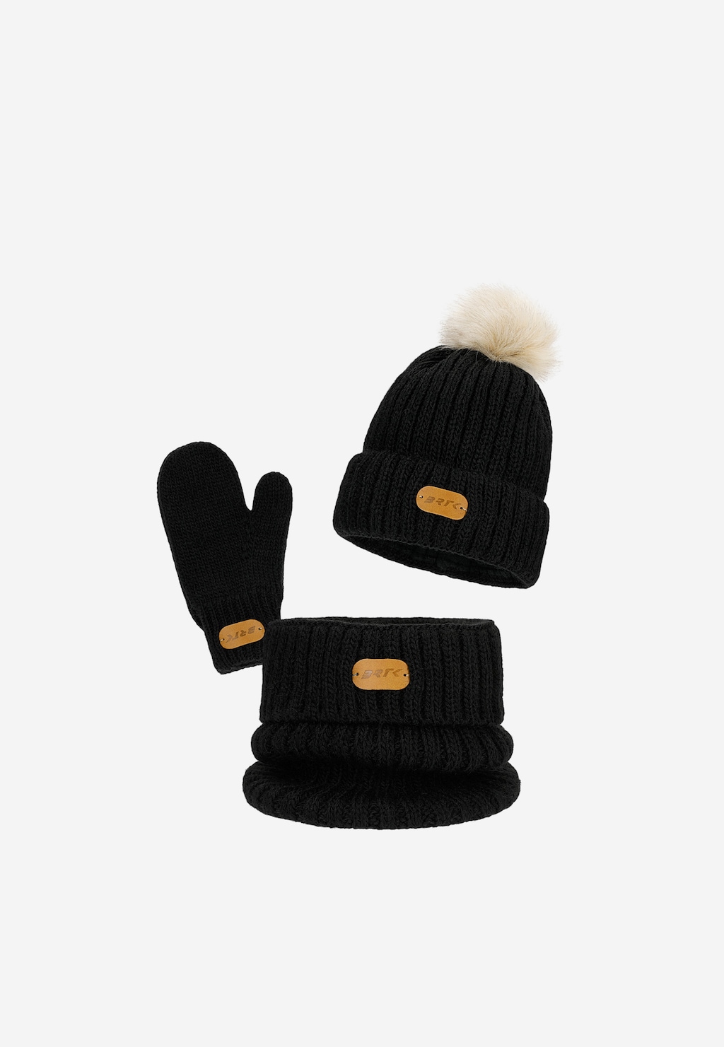 Čierny set BARTEK 85601-11 s čiapkou s brmbolcom, nákrčníkom a rukavicami Widok 1