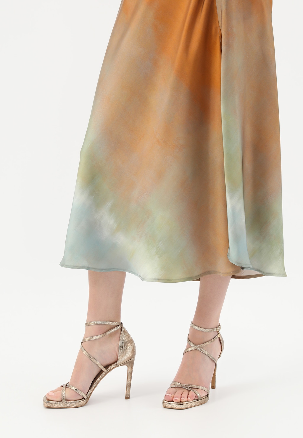 Zlaté sandále na vysokom opätku 76176-58 Widok 7