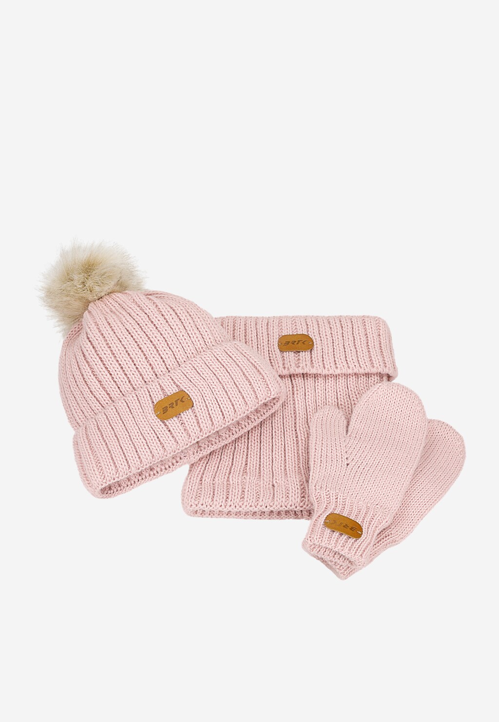 Ružový zimný komplet BARTEK 85601-15 čiapka s brmbolcom + nákrčník + rukavice Widok 6