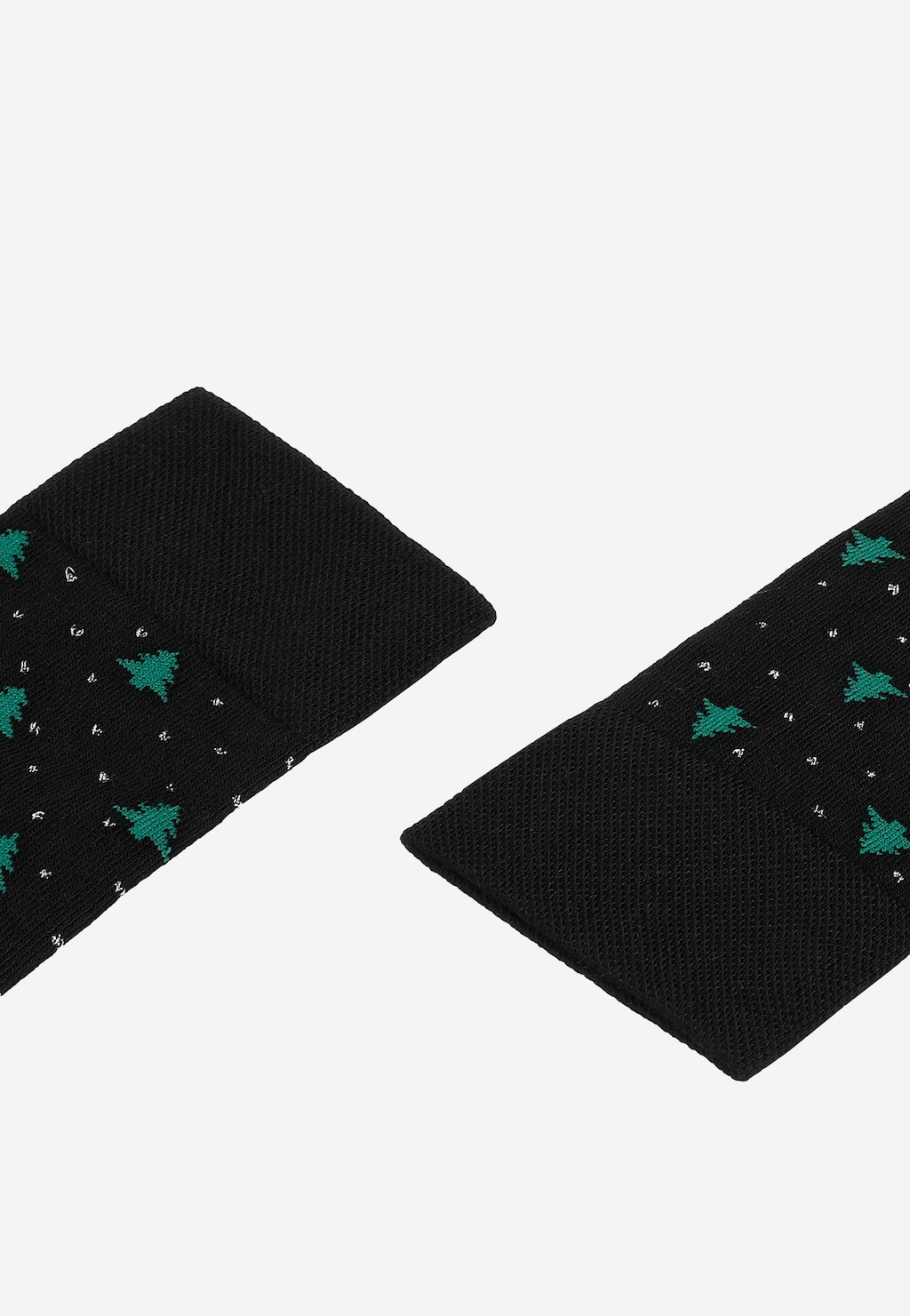 Čierne ponožky s motívom vianočných stromčekov a so striebornými bodkami 97064-81 Widok 2