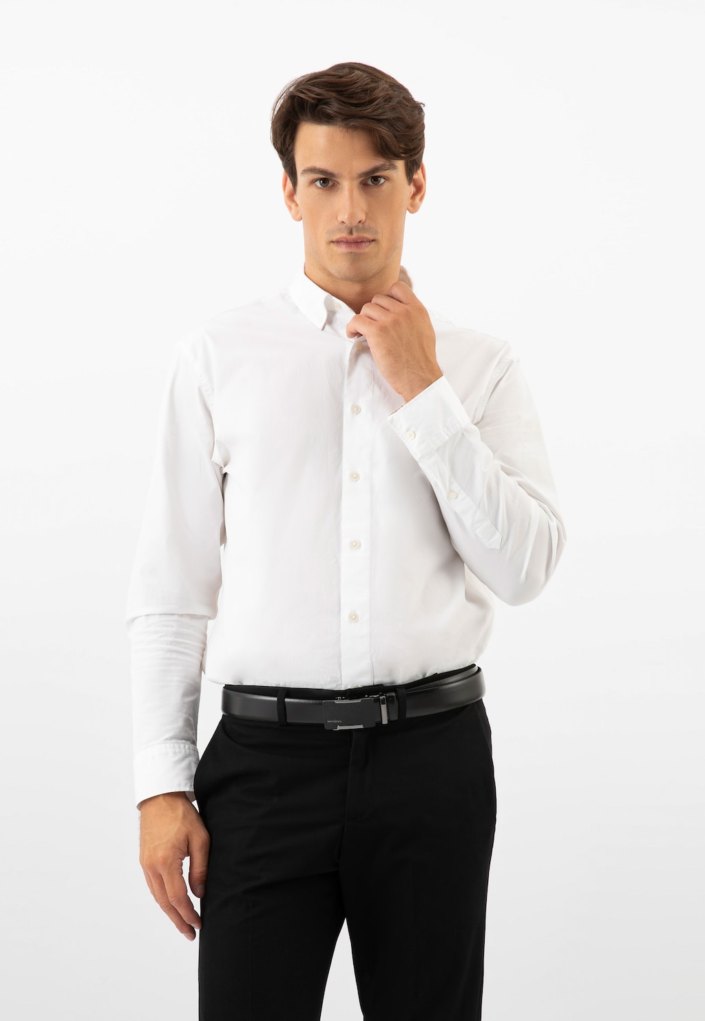 Černý pánský pásek s plnou přezkou 93070-51 Widok 1