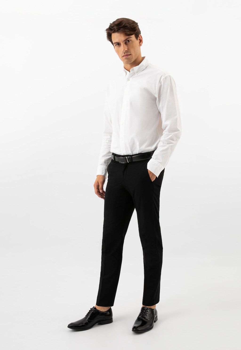 Lakované černé kožené pánské elegantní boty s podpatkem 10185-31 Widok 8