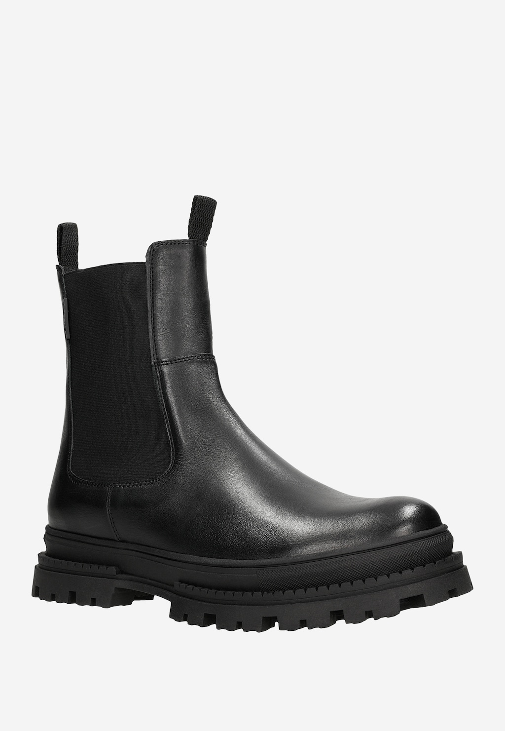 Čierne pánske chelsea topánky z čiernej hladkej kože 20018-51 Widok 3