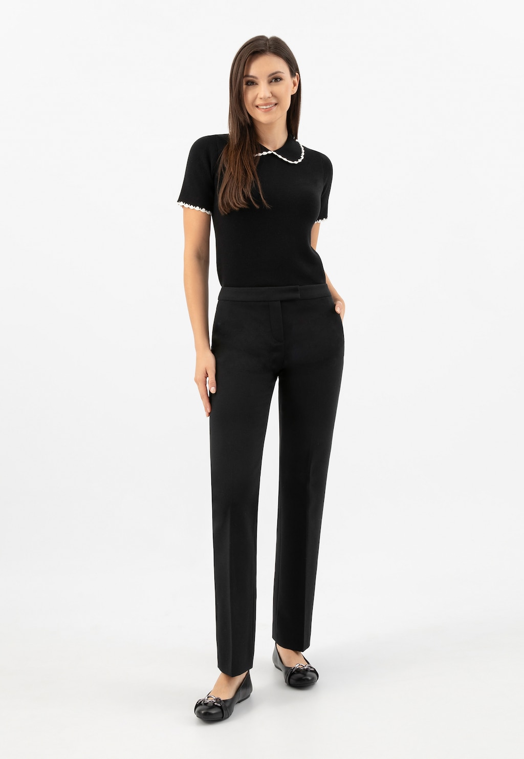 Čierne dámske balerínky s ozdobným retiazkom 44025-51 Widok 8