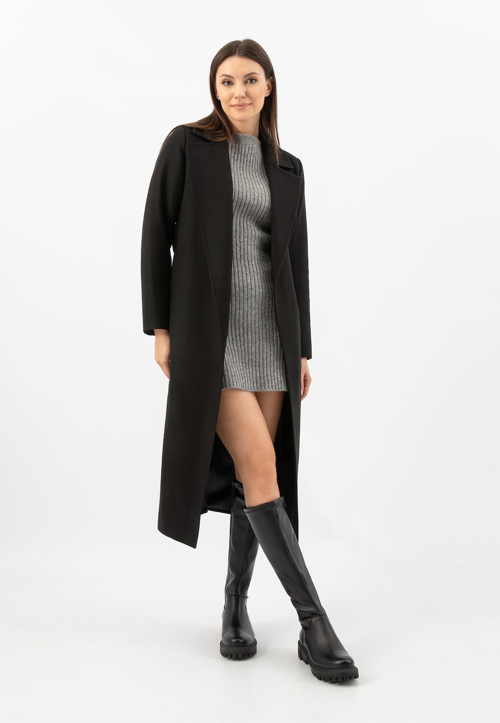 Dámske čierne kožené čižmy po kolená 71049-81 Widok 8