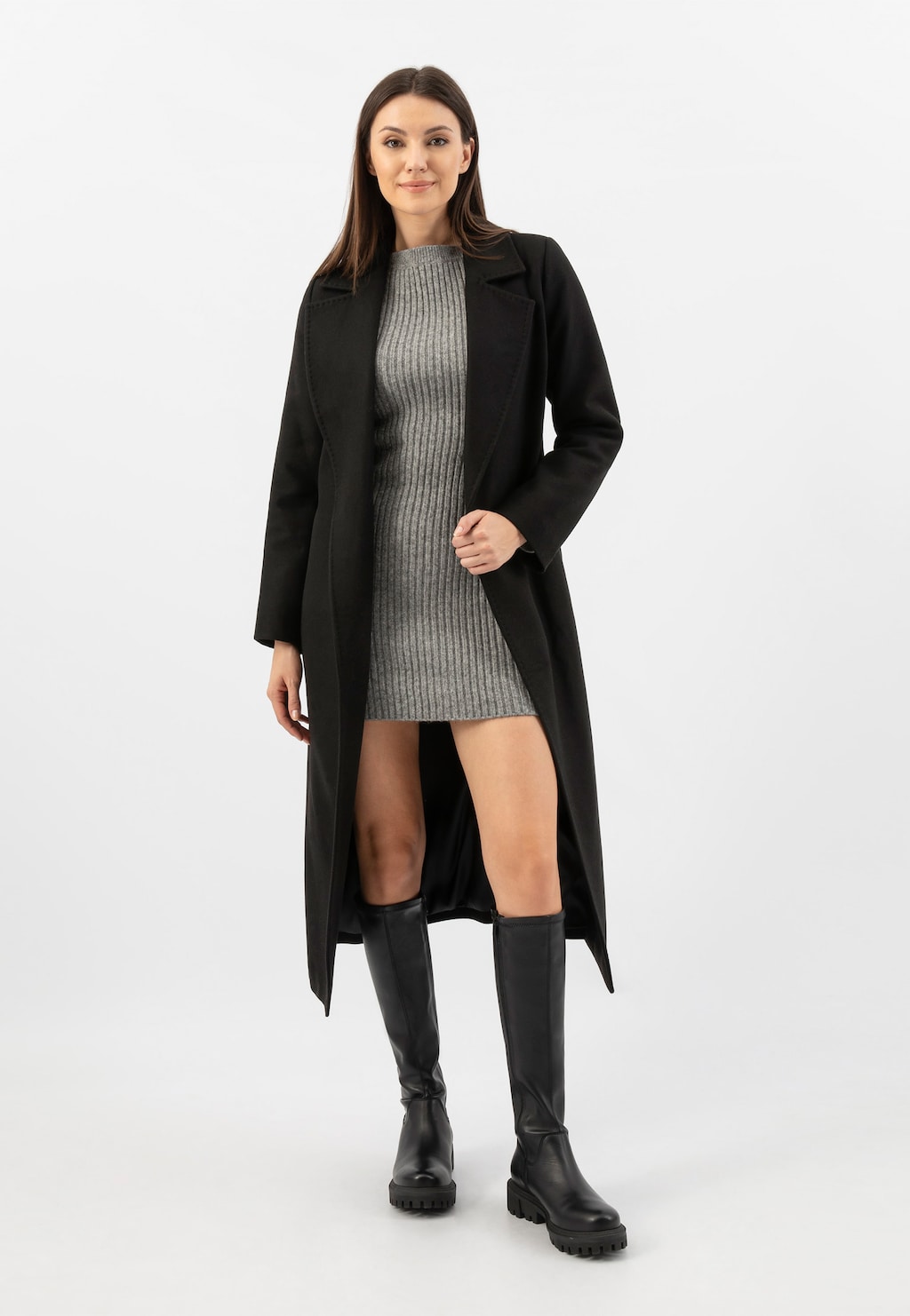 Dámske čierne kožené čižmy po kolená 71049-81 Widok 1