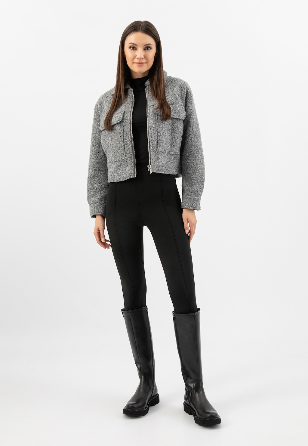 Černé kožené kozačky na masivní podrážce 71062-51 Widok 9