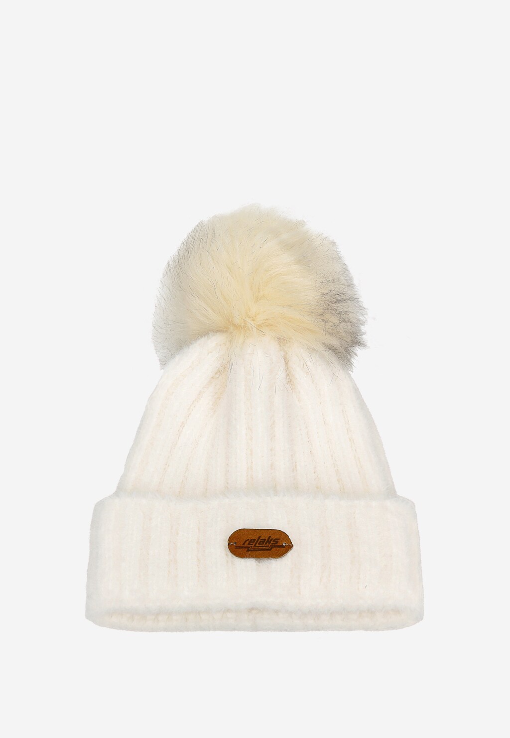 Béžová dámská čepice s bambulí značky RELAKS R96007-84 Widok 3