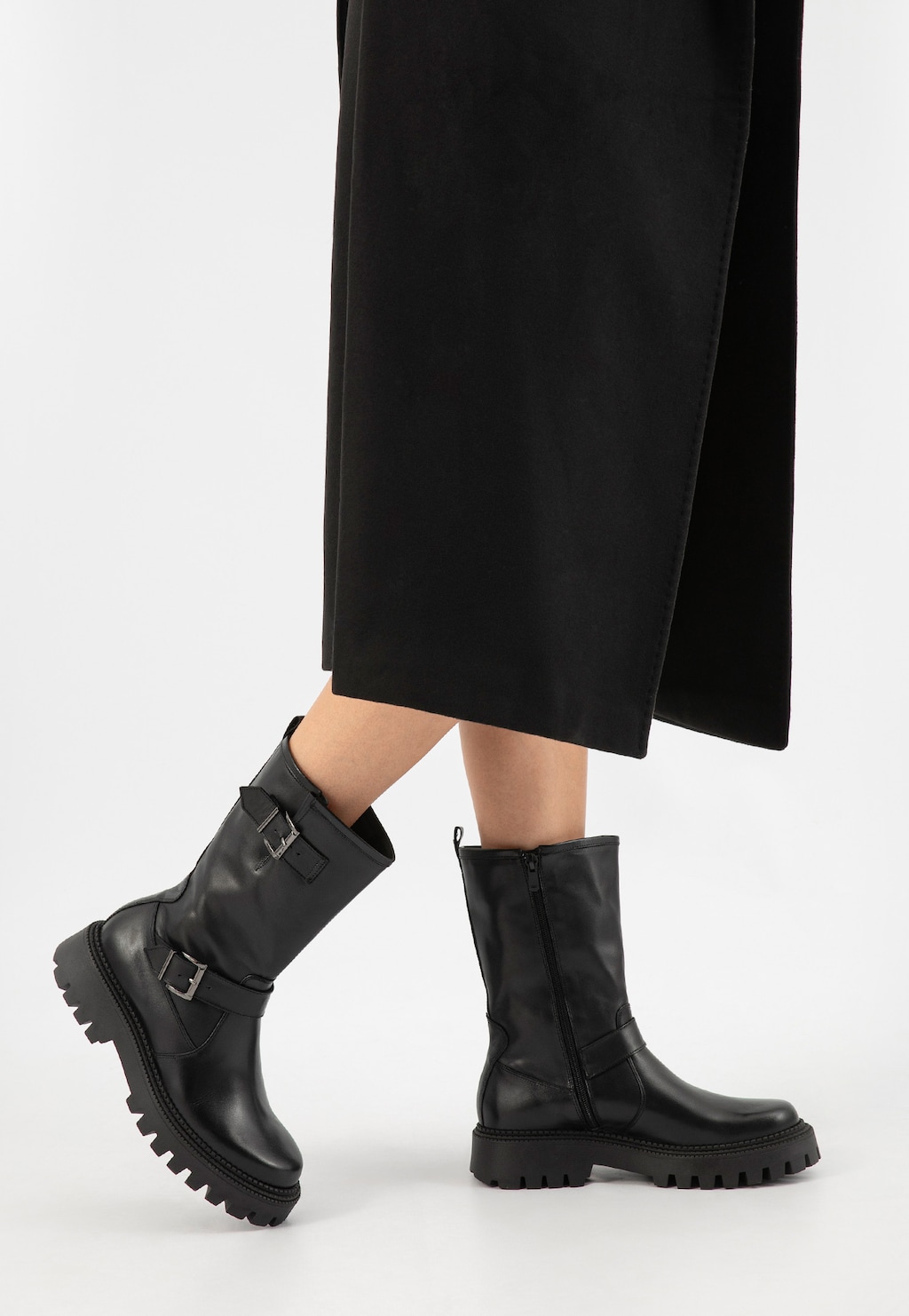 Černé dámské bikery z hladké kůže 55285-51 Widok 7