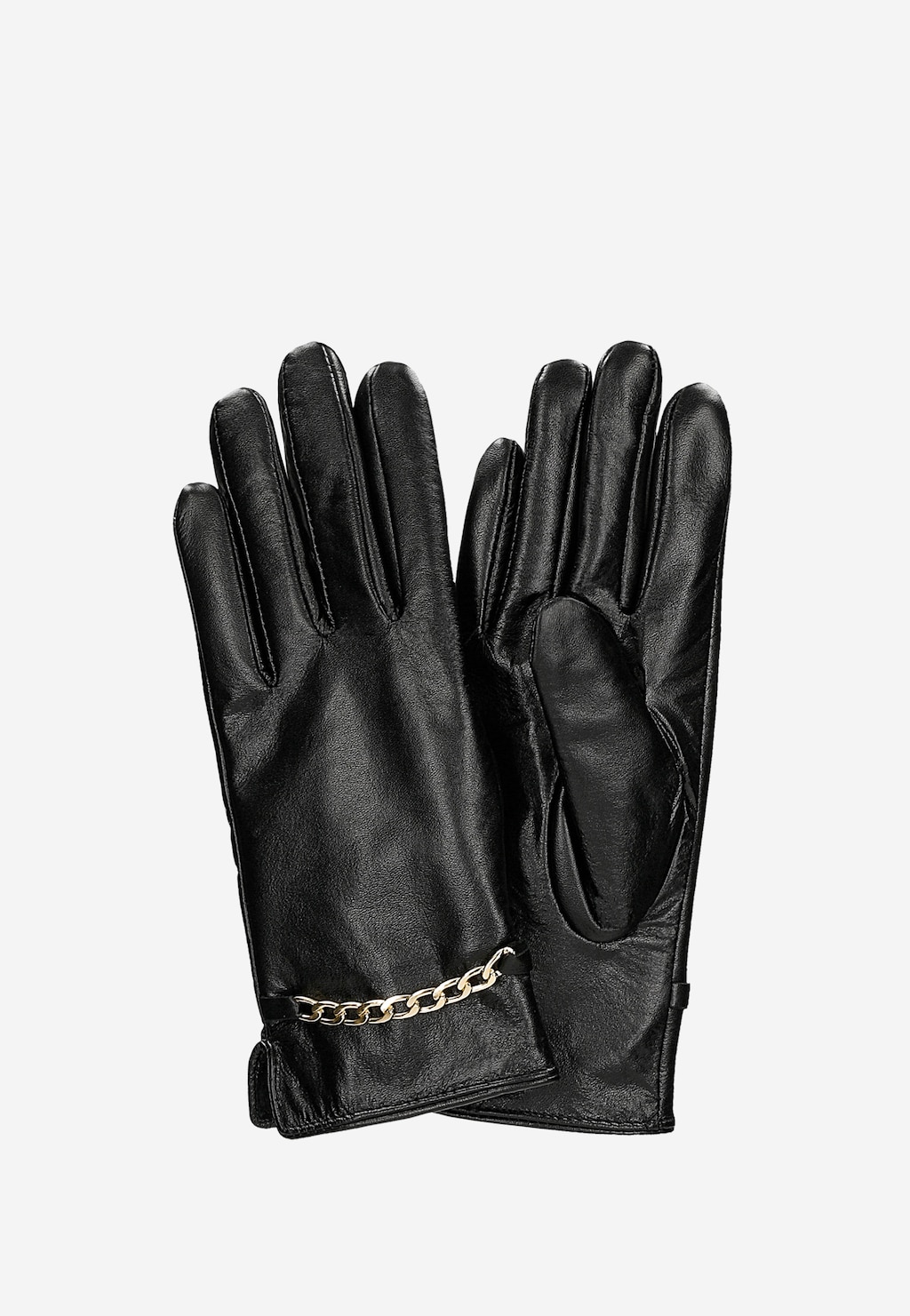 Klasické dámské kožené rukavice s ozdobným řetízkem 98130-51 Widok 2