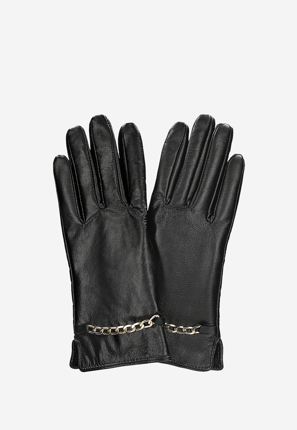 Klasické dámské kožené rukavice s ozdobným řetízkem 98130-51 Widok 3