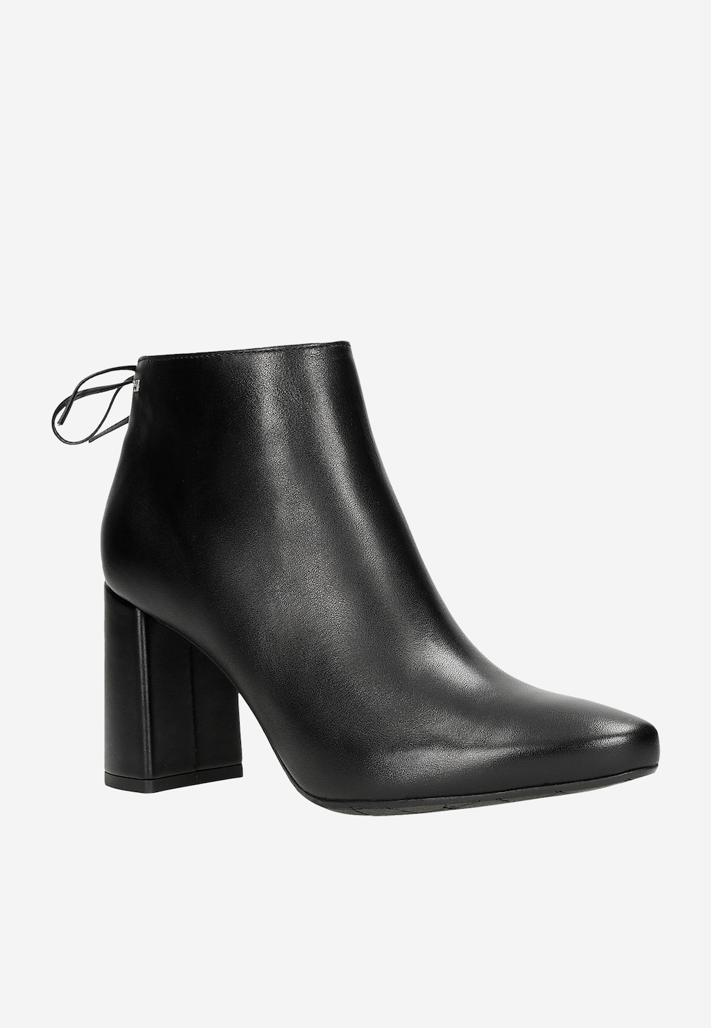 Černé kožené dámské kotníkové boty na sloupku se špičatou špičkou 55088-51 Widok 3