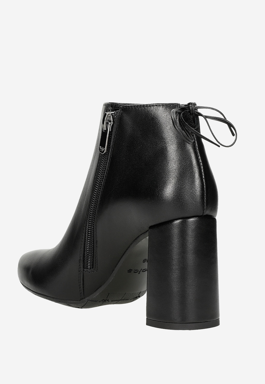 Černé kožené dámské kotníkové boty na sloupku se špičatou špičkou 55088-51 Widok 4