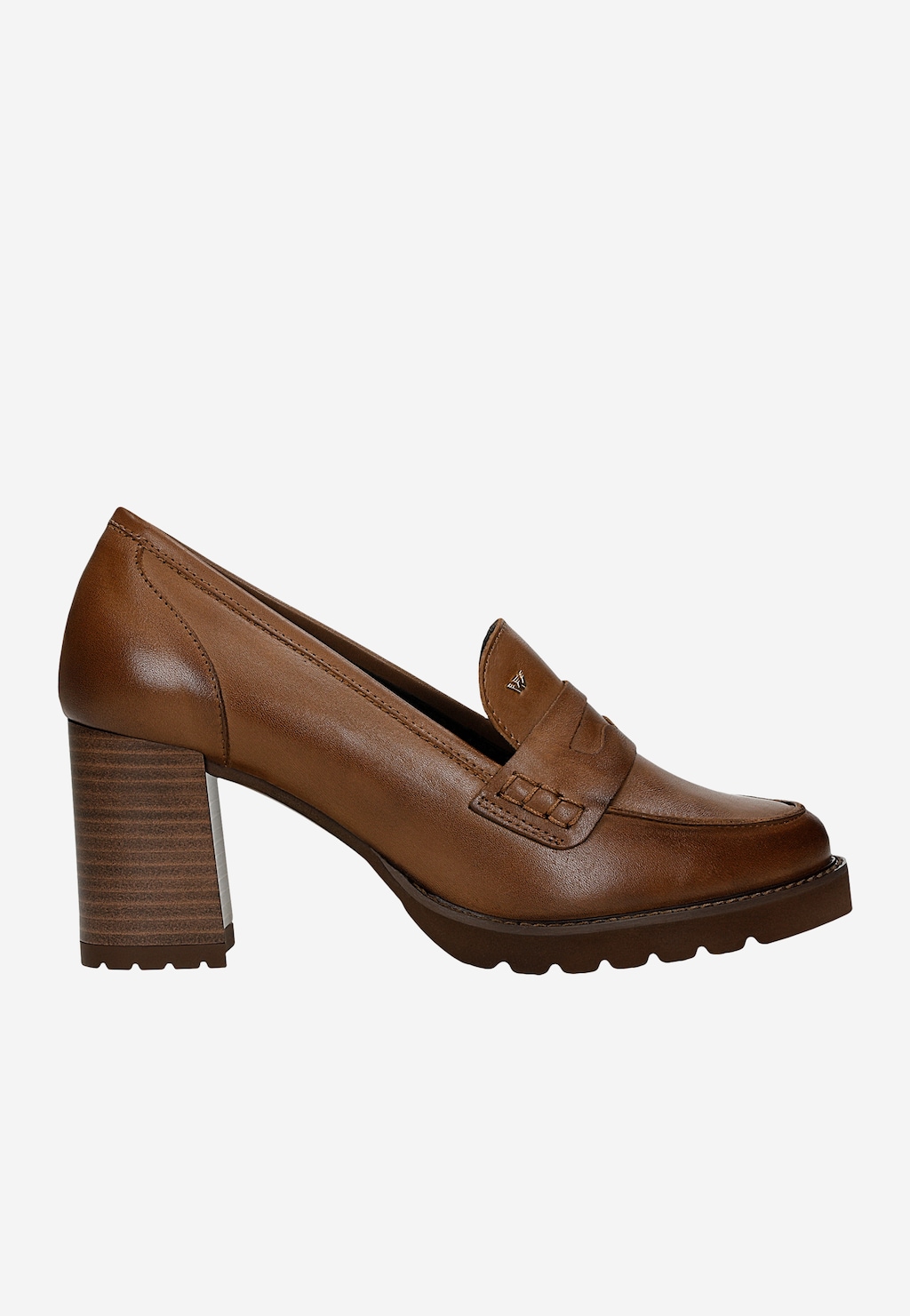 Hnědé mokasíny z lícové kůže na podpatku 46318-52 Widok 2