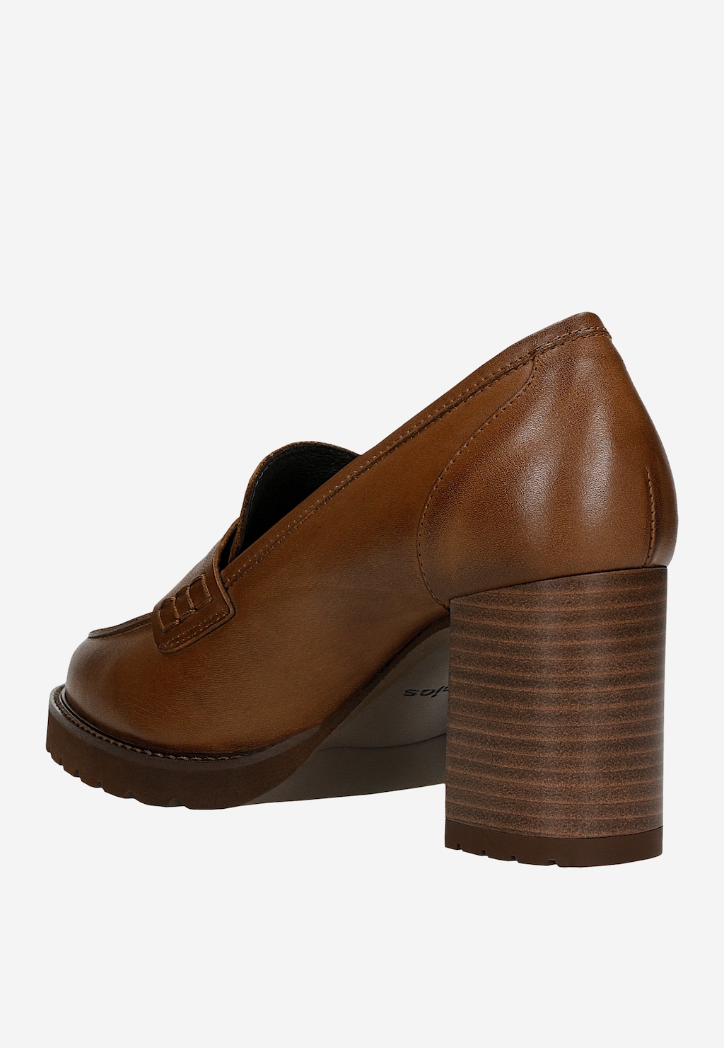 Hnědé mokasíny z lícové kůže na podpatku 46318-52 Widok 4