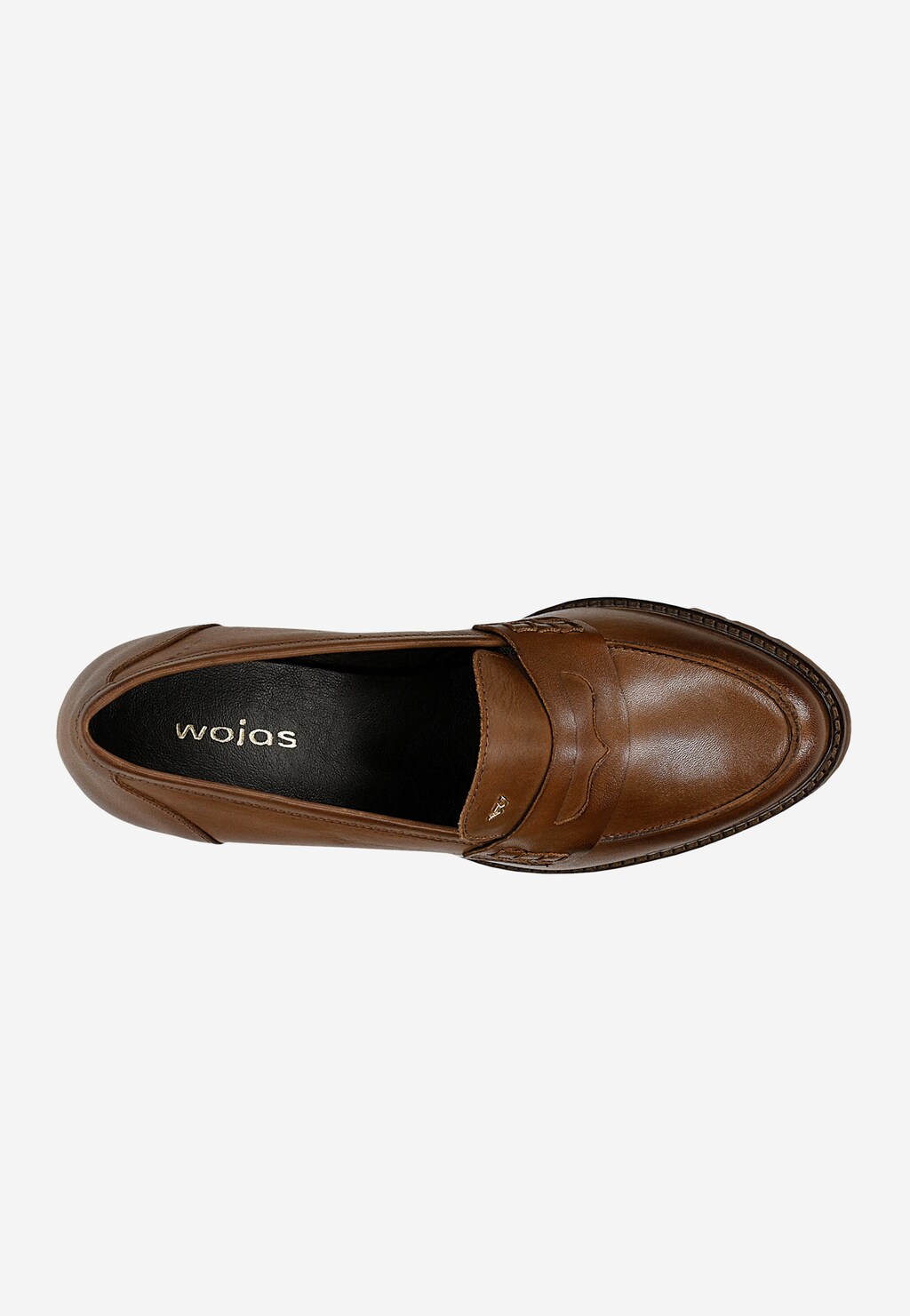 Hnědé mokasíny z lícové kůže na podpatku 46318-52 Widok 5