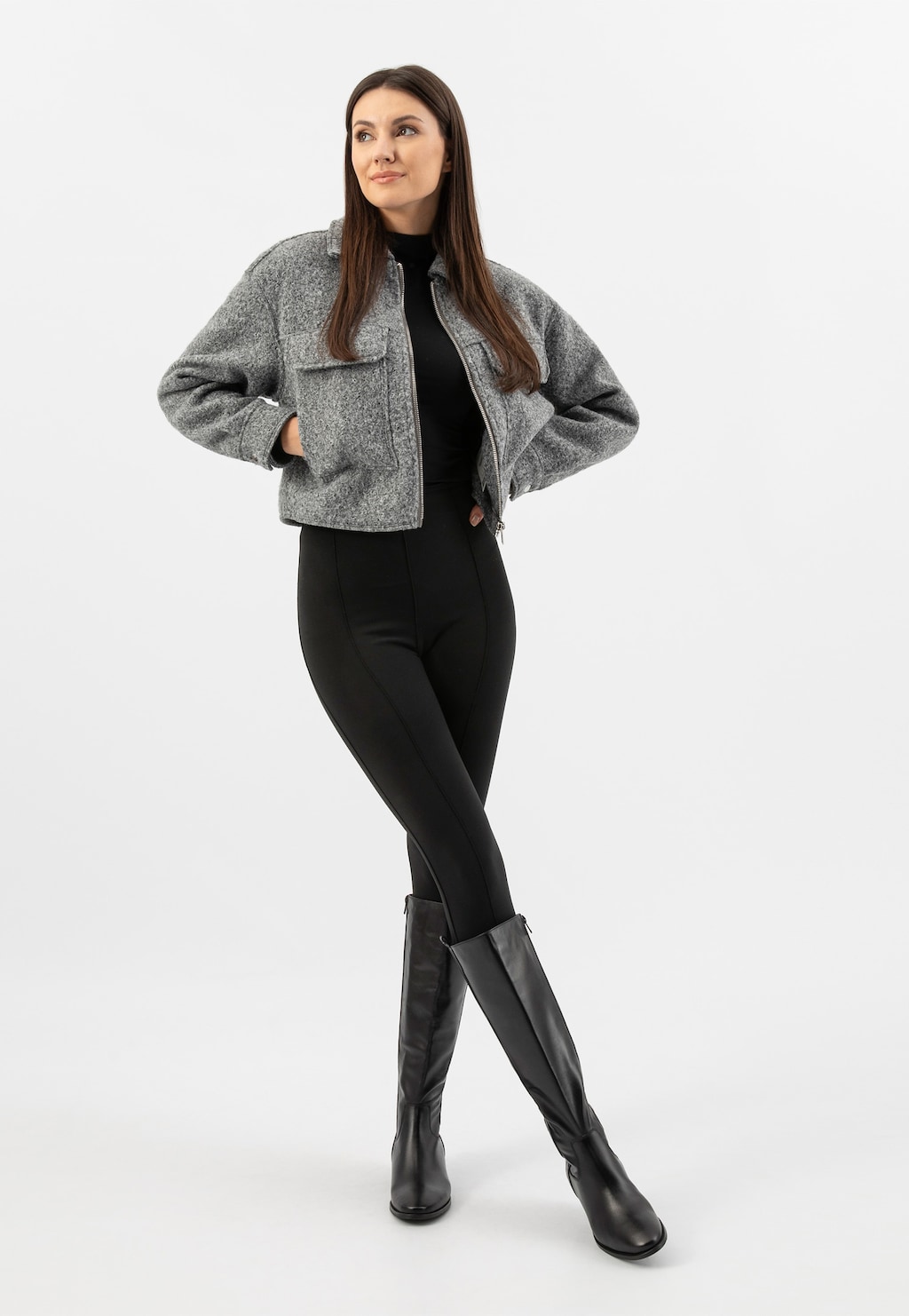 Dámské kožené kotníkové boty se skrytým podpatkem 71060-51 Widok 9