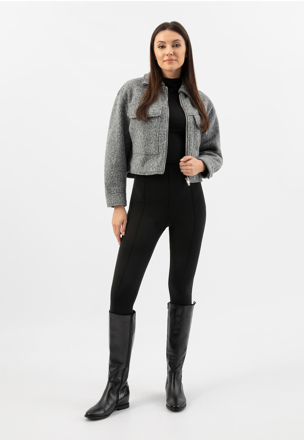 Dámské kožené kotníkové boty se skrytým podpatkem 71060-51 Widok 1