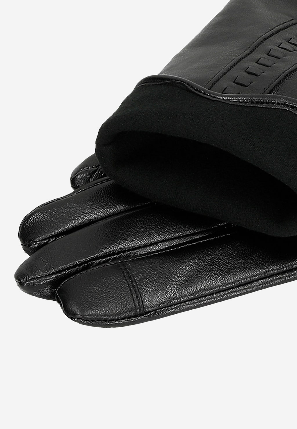 Čierne dámske kožené rukavice s dierkovaným vzorom 98116-51 Widok 3