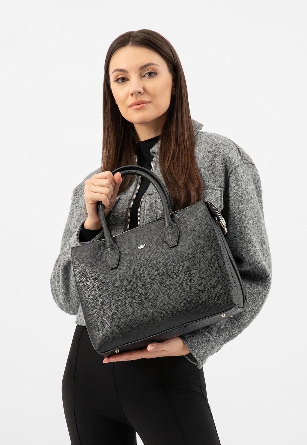 Černý kožený dámský kufřík 80222-71 Widok 1