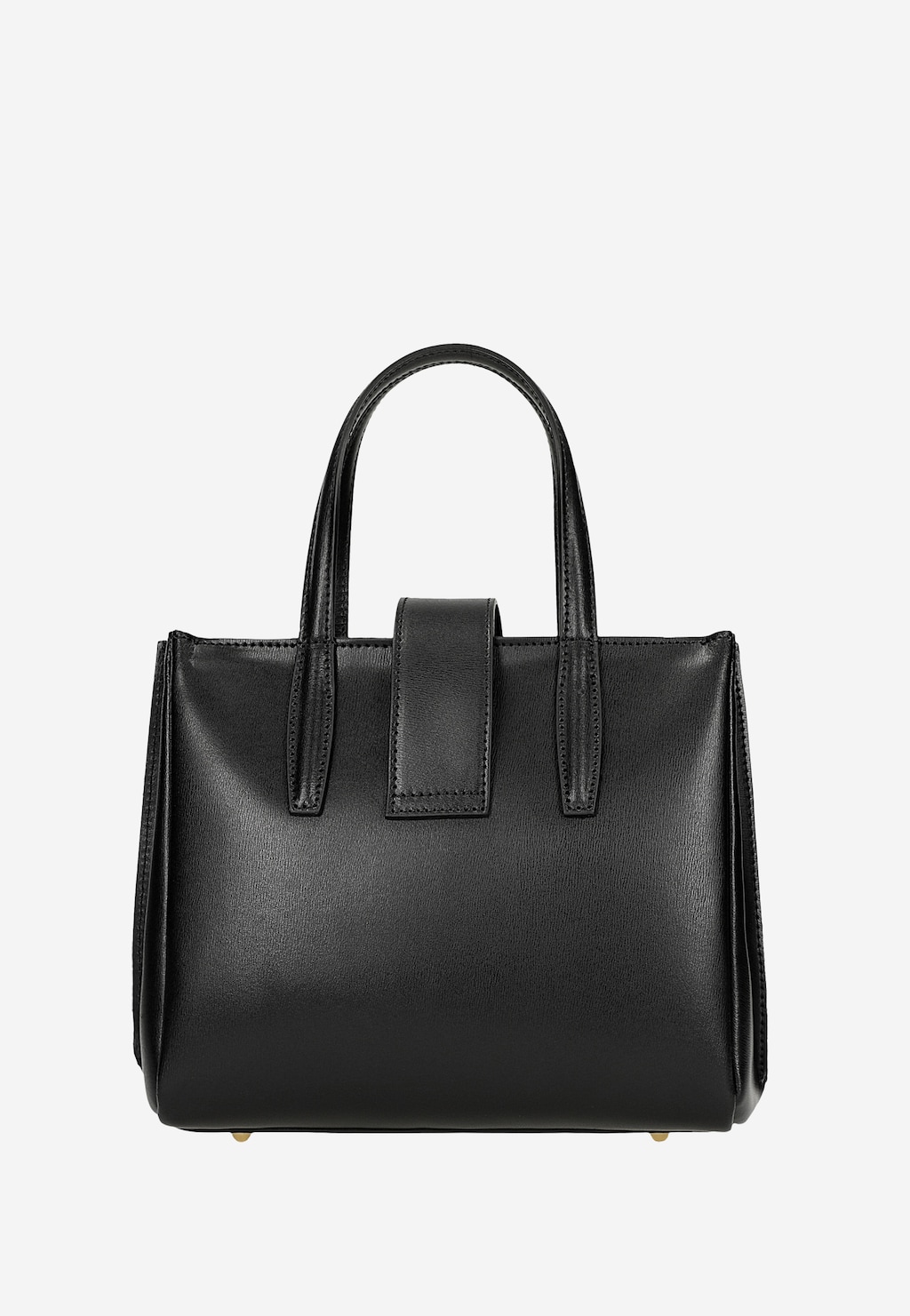 Elegancka czarna torebka damska Wojas typu kuferek model 80404-51 z podwójnymi uchwytami i ozdobnym zapięciem centralnym, wykonana z wysokiej jakości skóry.