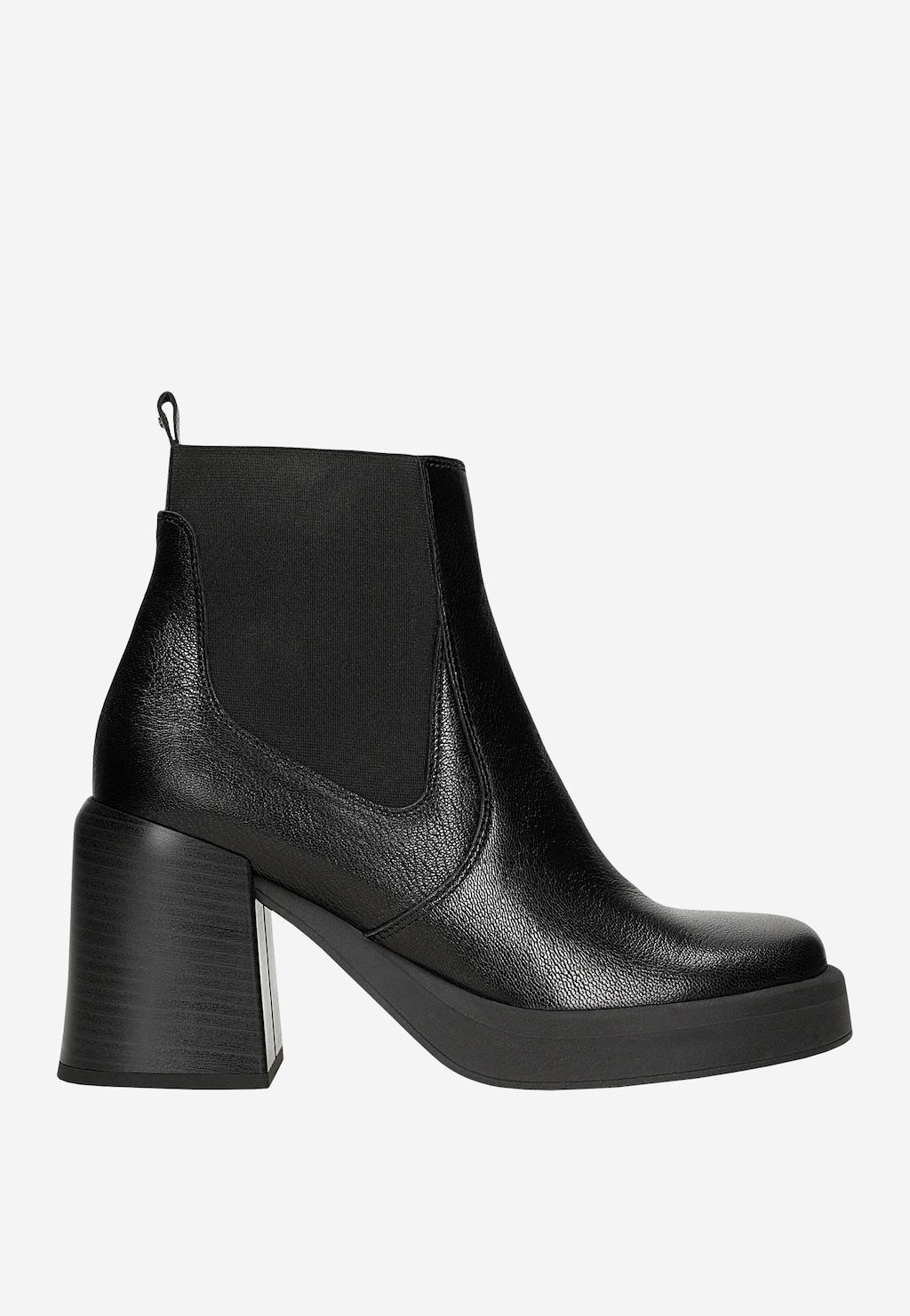 Černé kožené chelsea boty na masivním podpatku 55265-51 Widok 2
