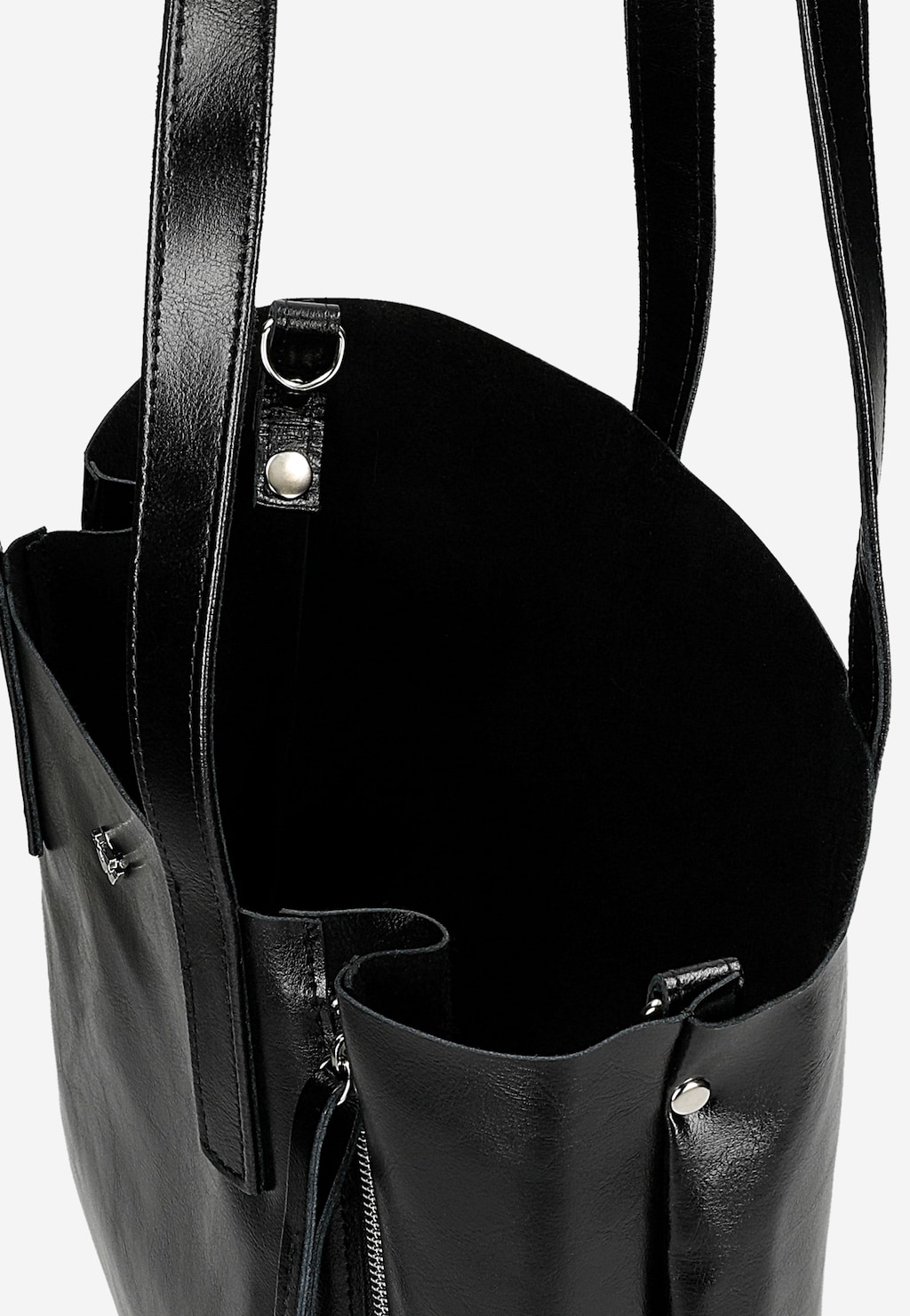 Veľká čierna kožená dámska shopperka 80425-51 Widok 7