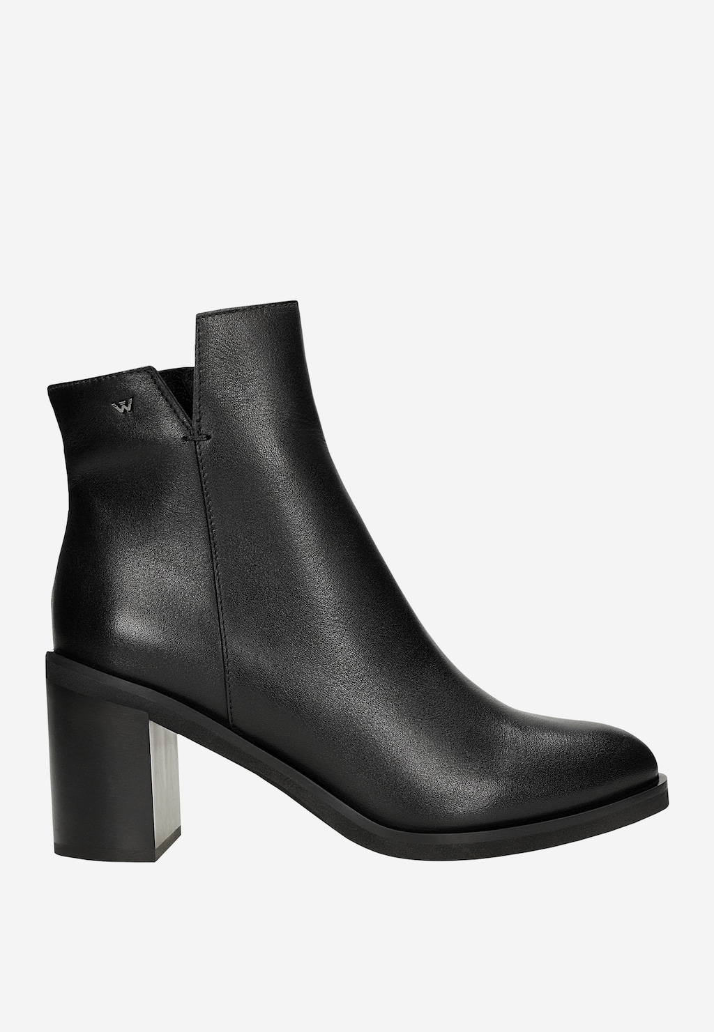 Elegantné členkové topánky na podpätku z čiernej hladkej kože 55258-51 Widok 2