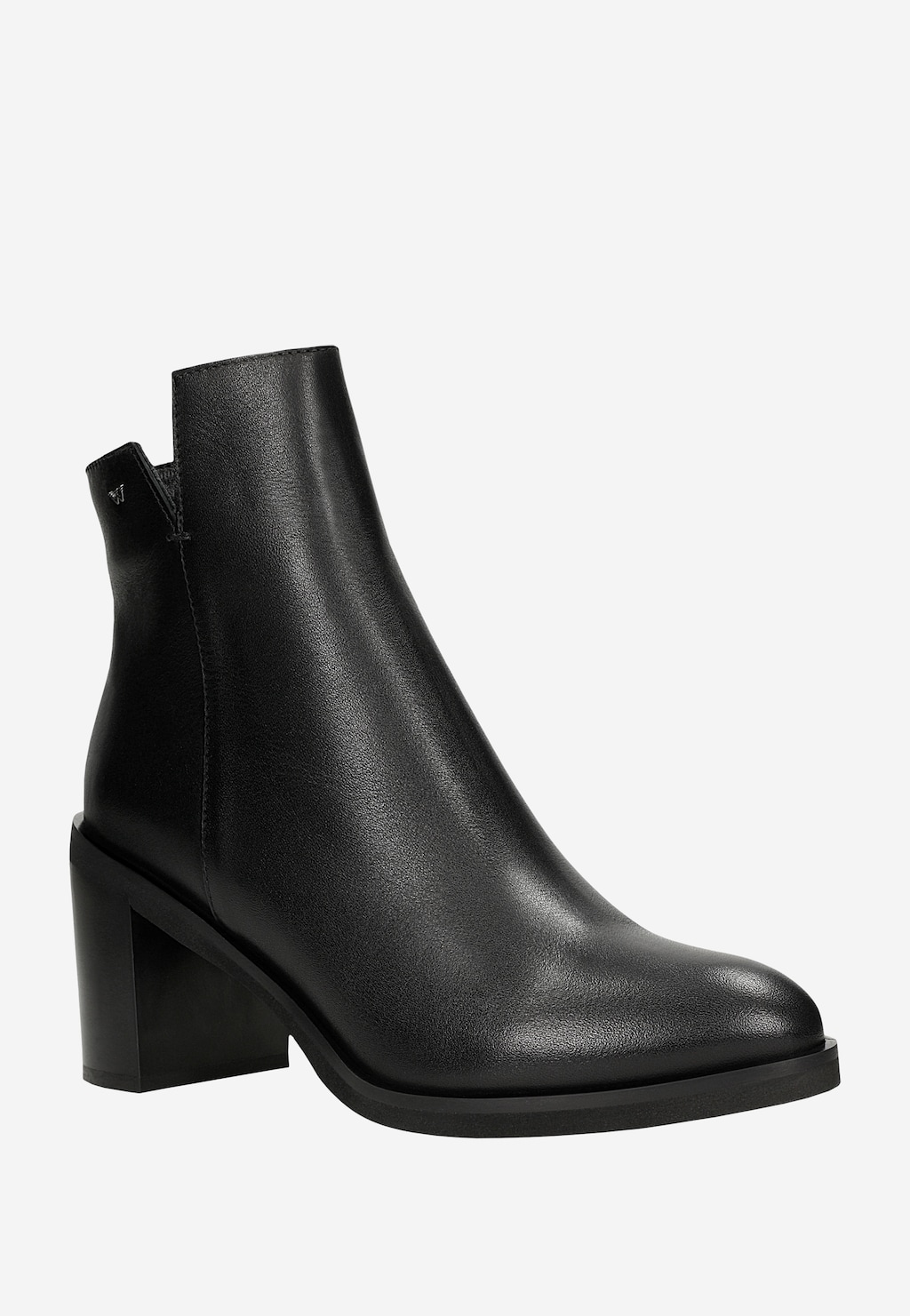 Elegantné členkové topánky na podpätku z čiernej hladkej kože 55258-51 Widok 3