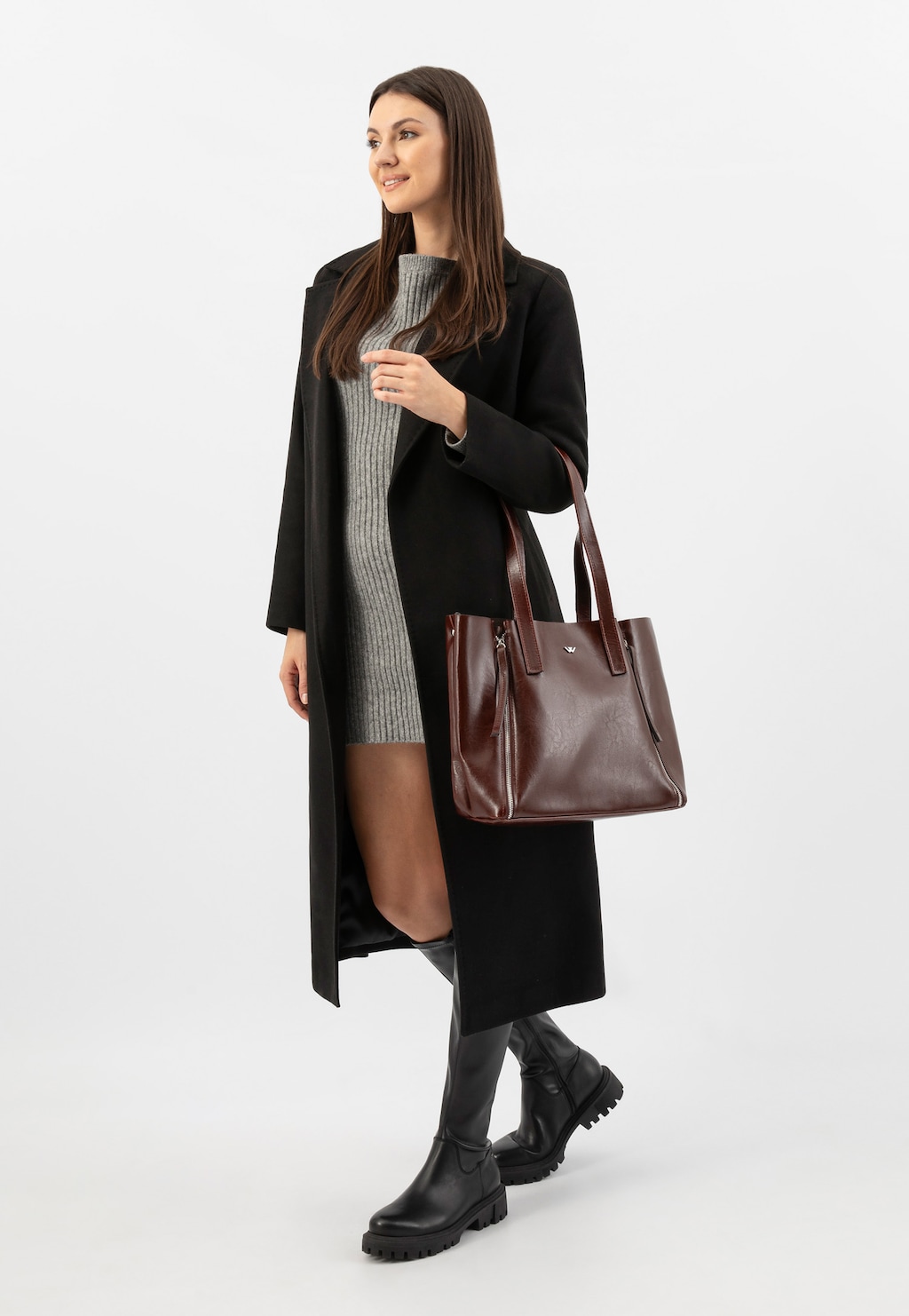 Kožená bordová dámská shopperka 80425-55 Widok 10