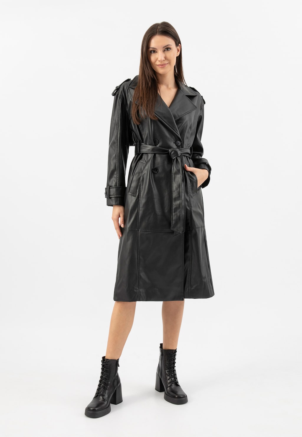 Černé kožené kotníkové boty na podpatku 64125-51 Widok 9