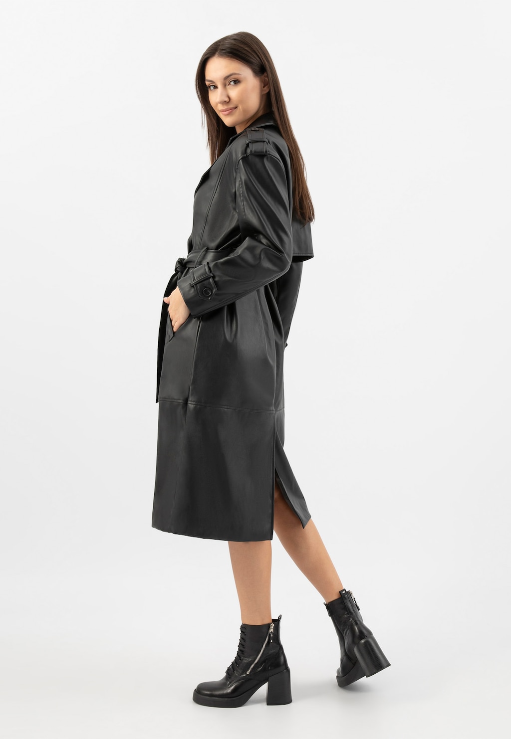 Černé kožené kotníkové boty na podpatku 64125-51 Widok 1