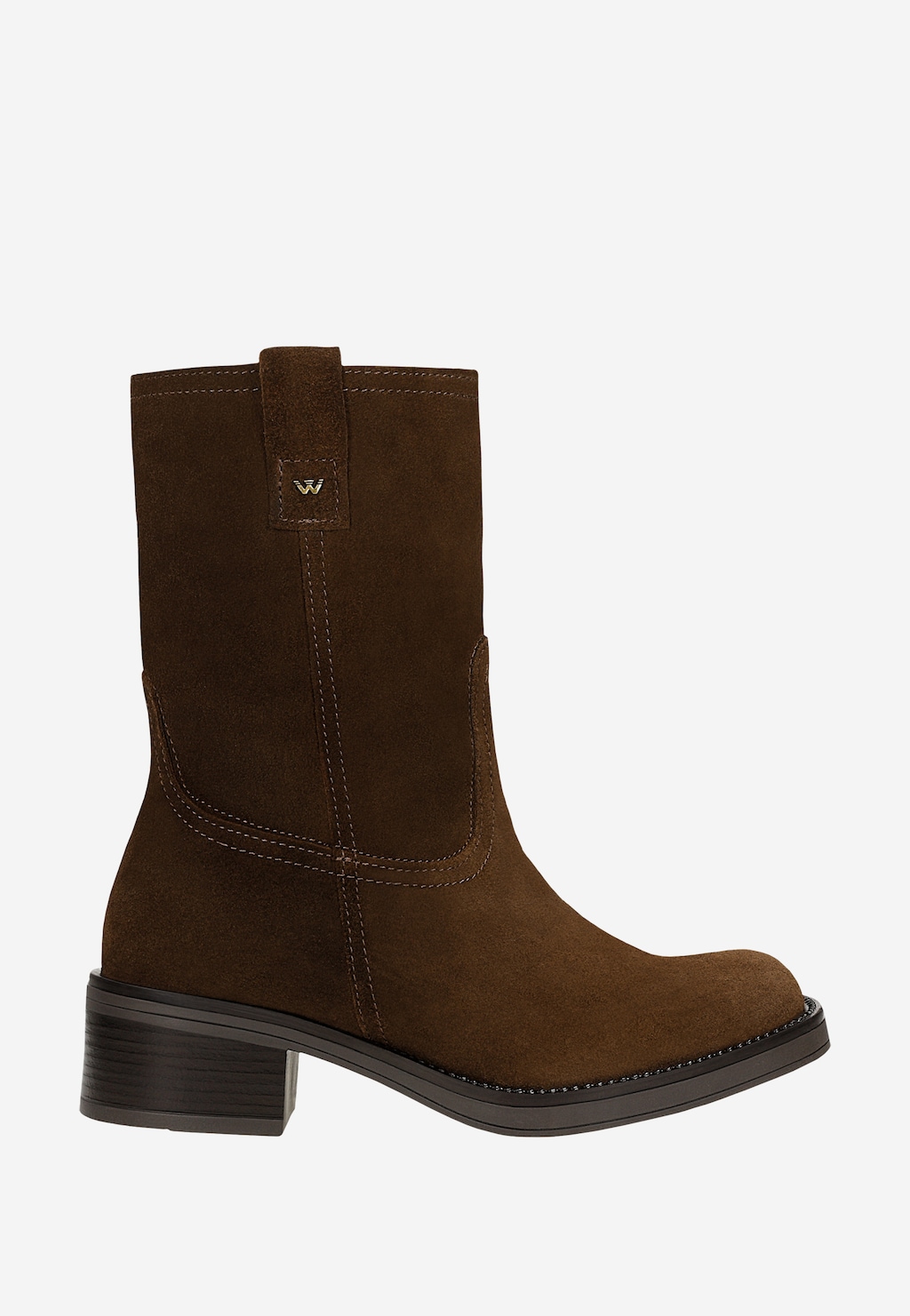 Hnědé nazouvací kotníkové boty na nízkém podpatku 55297-62 Widok 2