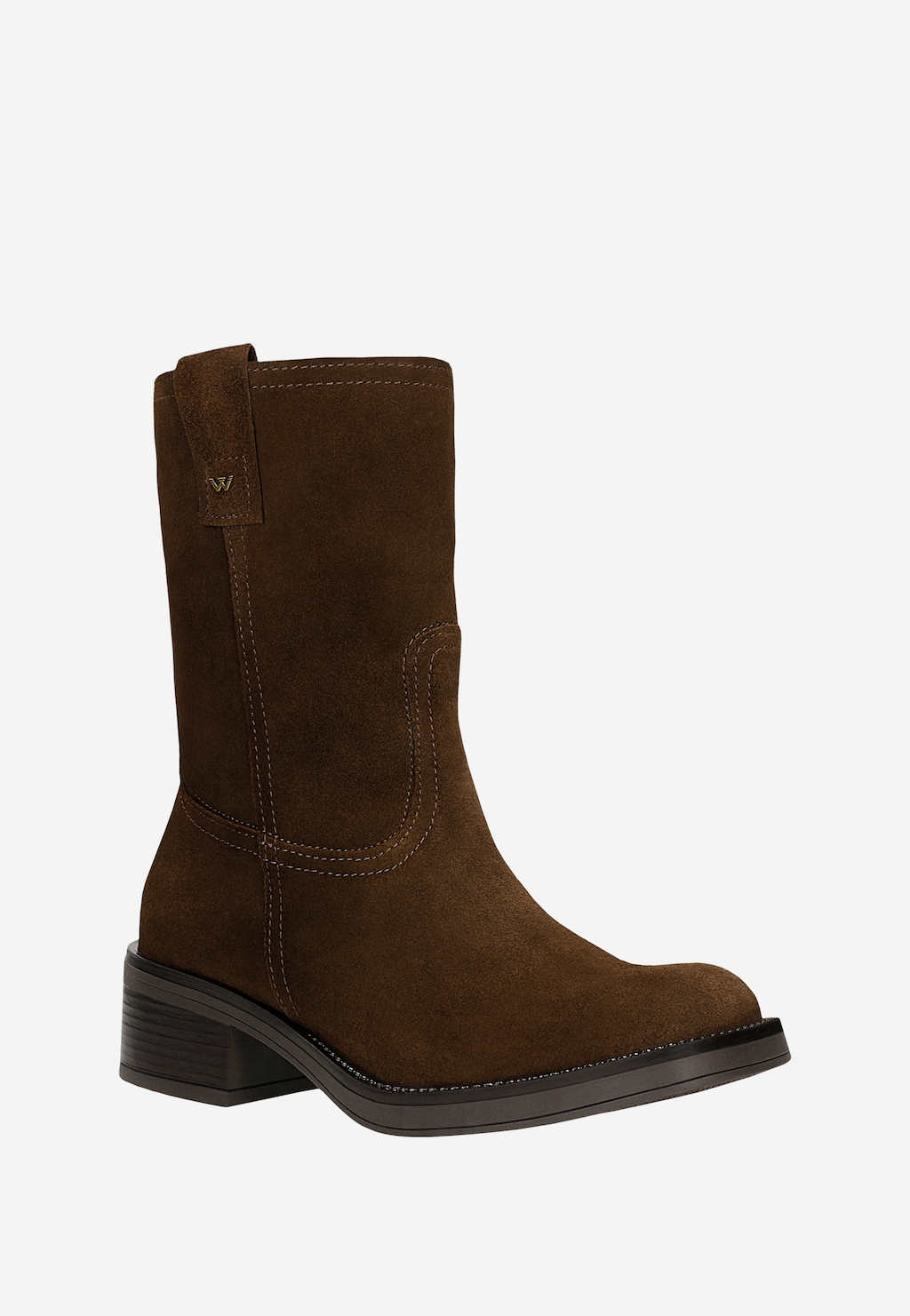Hnědé nazouvací kotníkové boty na nízkém podpatku 55297-62 Widok 3