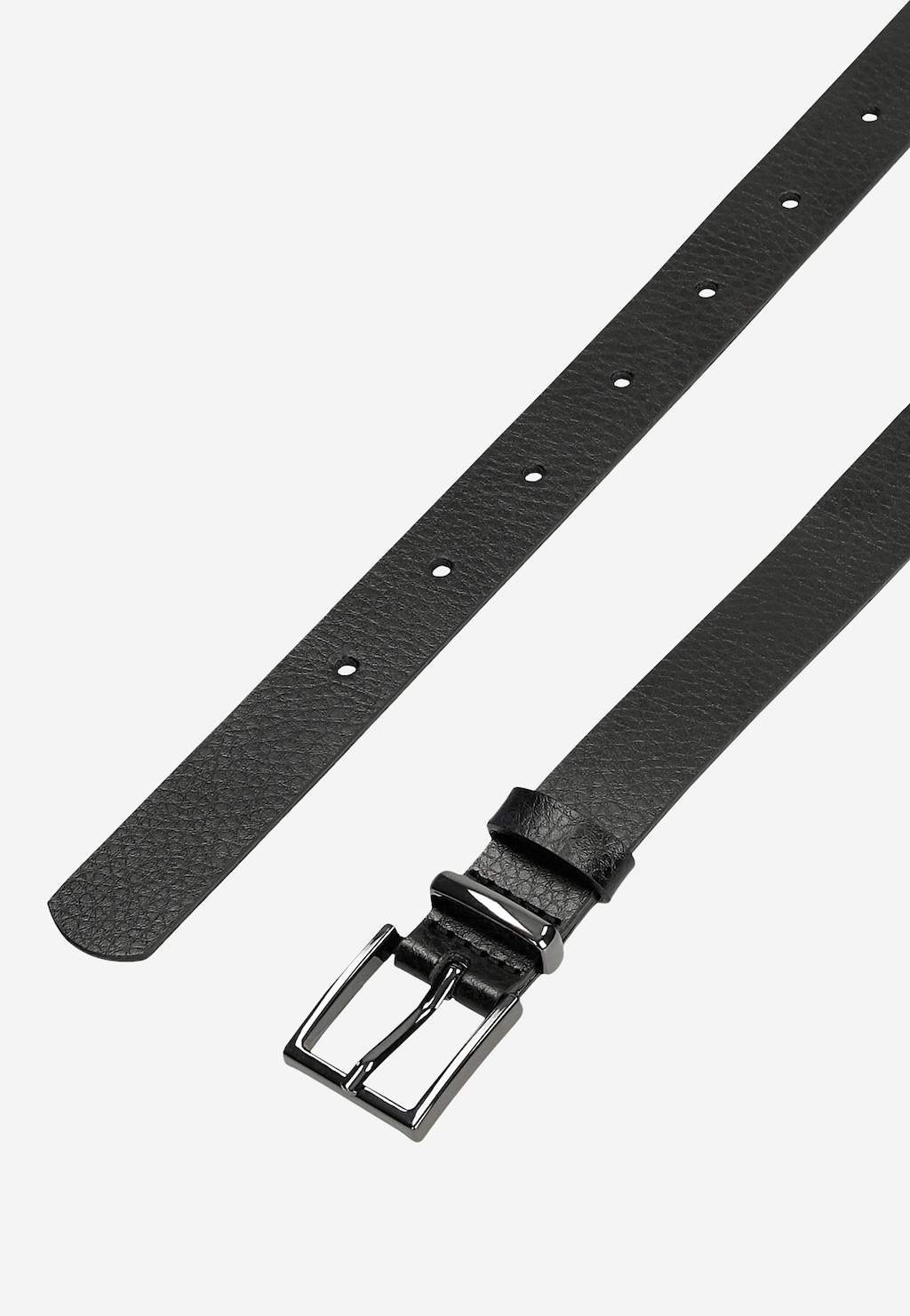 Černý dámský pásek z hladké kůže s tmavou sponou 9961-71 Widok 5