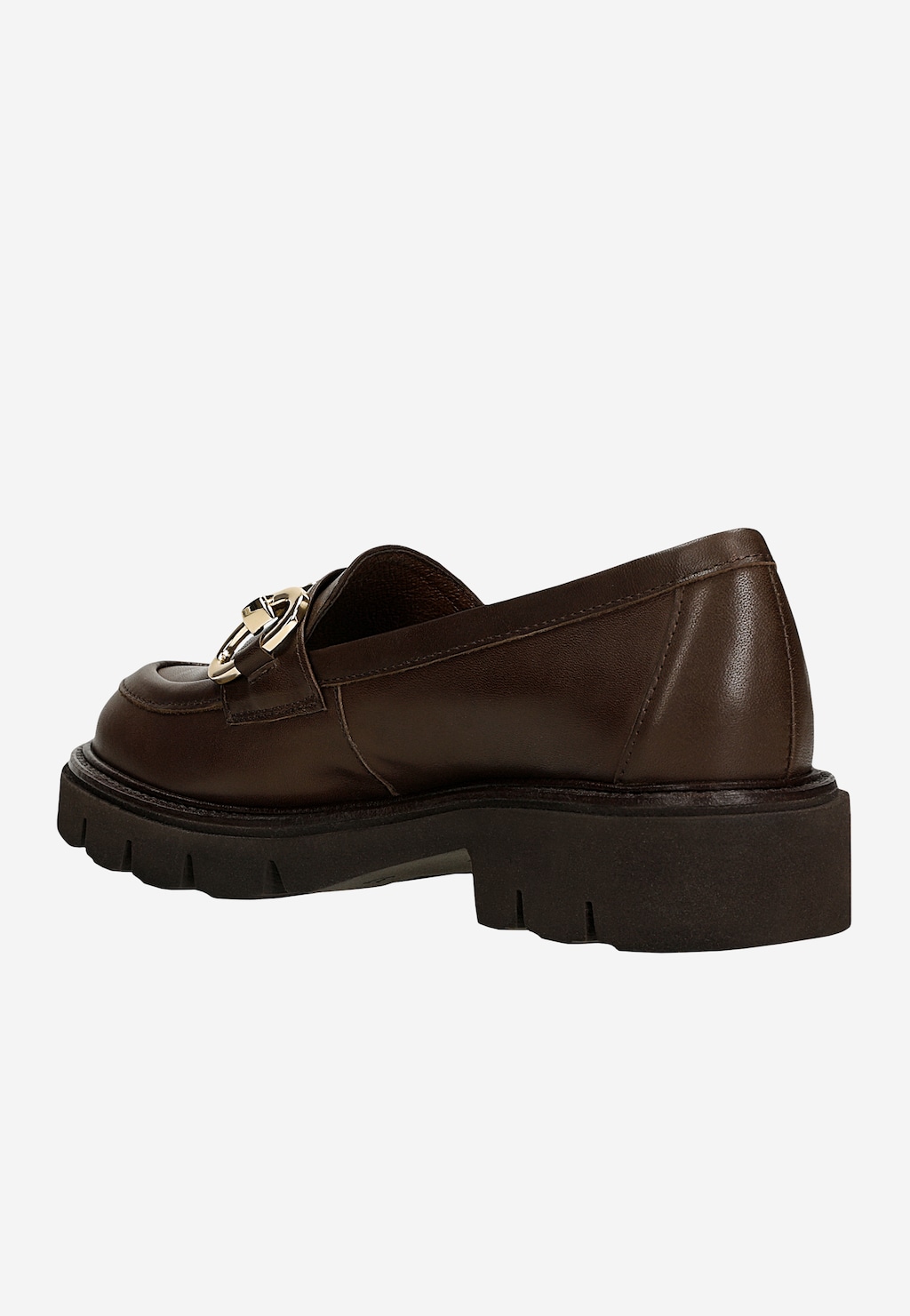 Hnědé kožené dámské mokasíny se zlatou ozdobou 46264-52 Widok 4