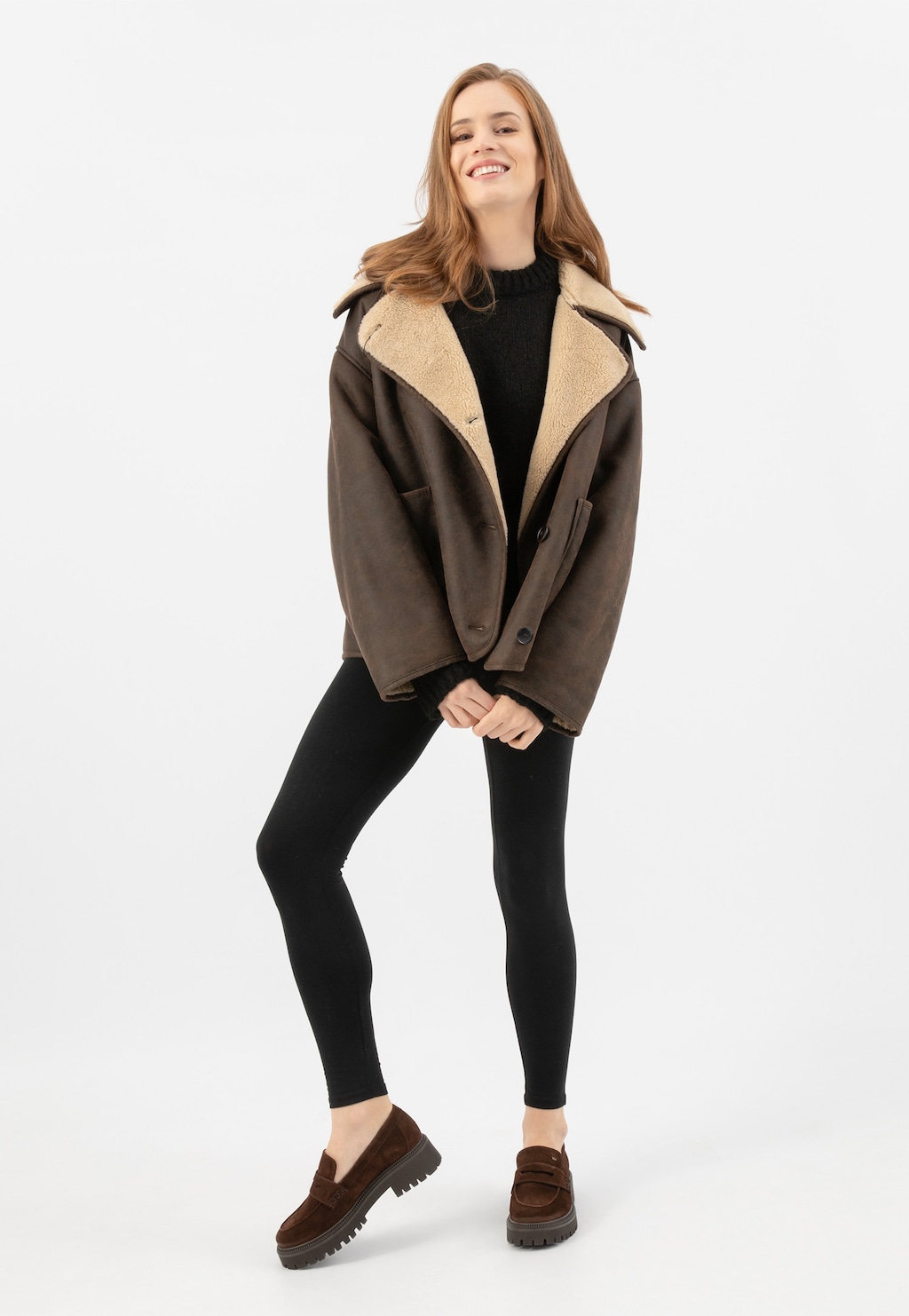 Hnedé mokasíny na masívnej podrážke 46310-62 Widok 1