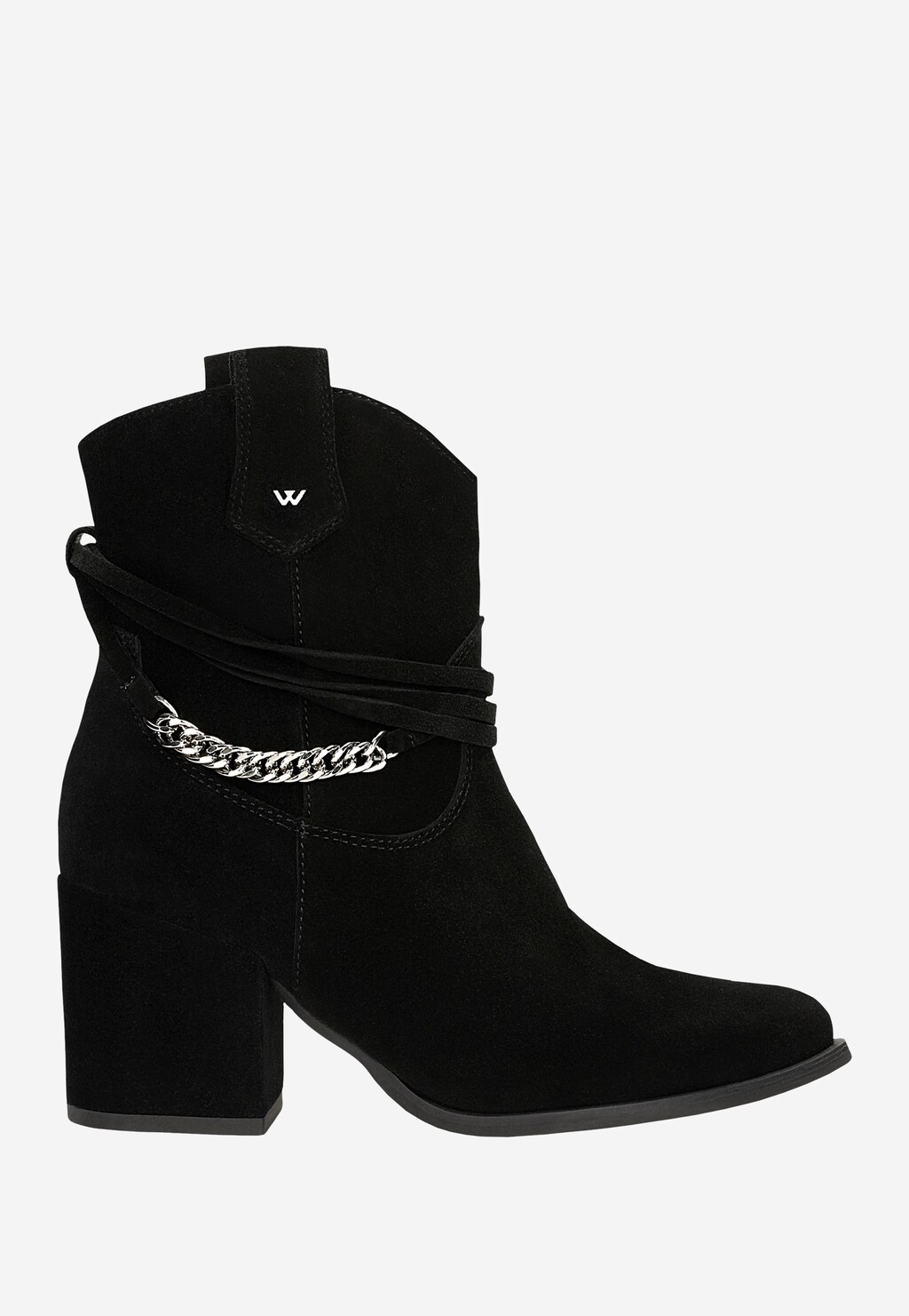 Cizme cowboy negre cu toc și lanț argintiu 55200-61 Widok 2