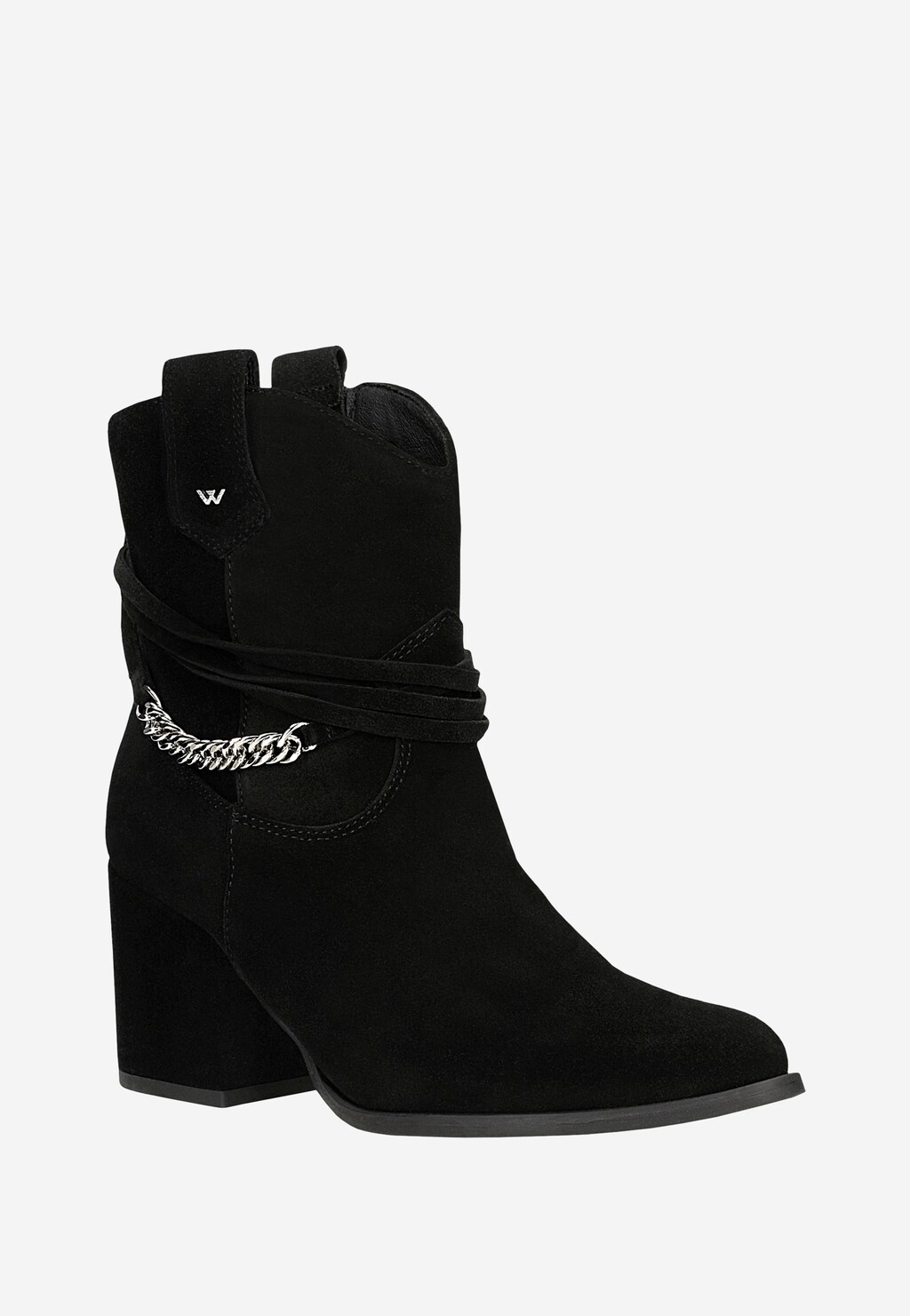Cizme cowboy negre cu toc și lanț argintiu 55200-61 Widok 3