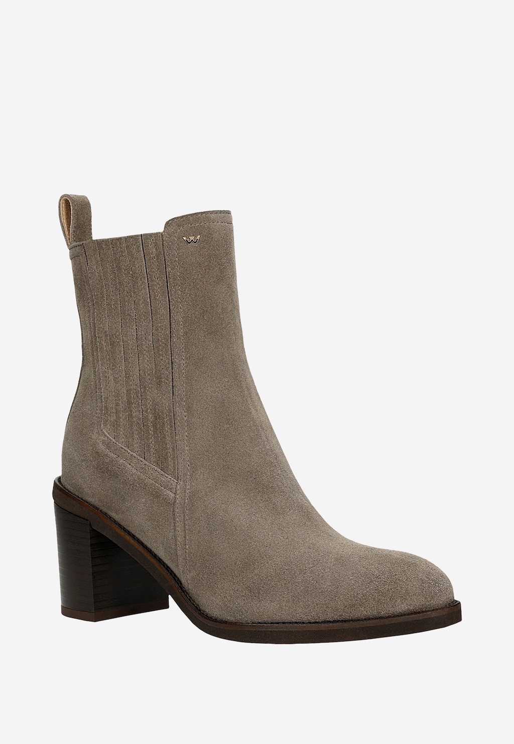 Tmavě béžové nazouvací kotníkové boty na podpatku 55256-62 Widok 3