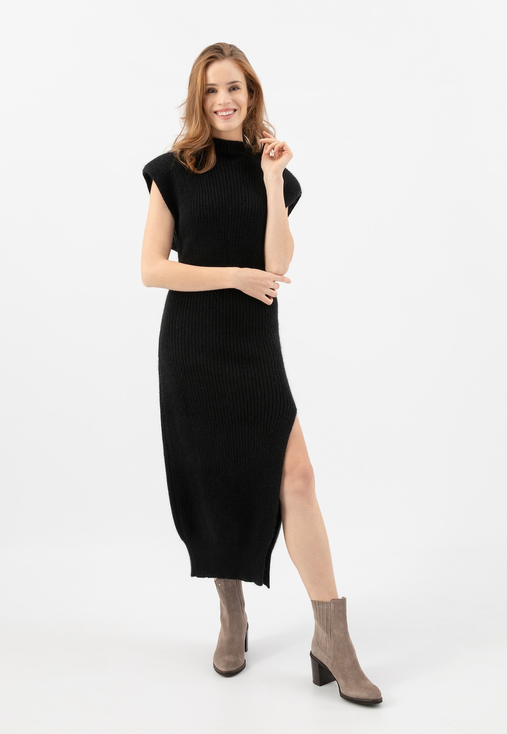 Tmavě béžové nazouvací kotníkové boty na podpatku 55256-62 Widok 9