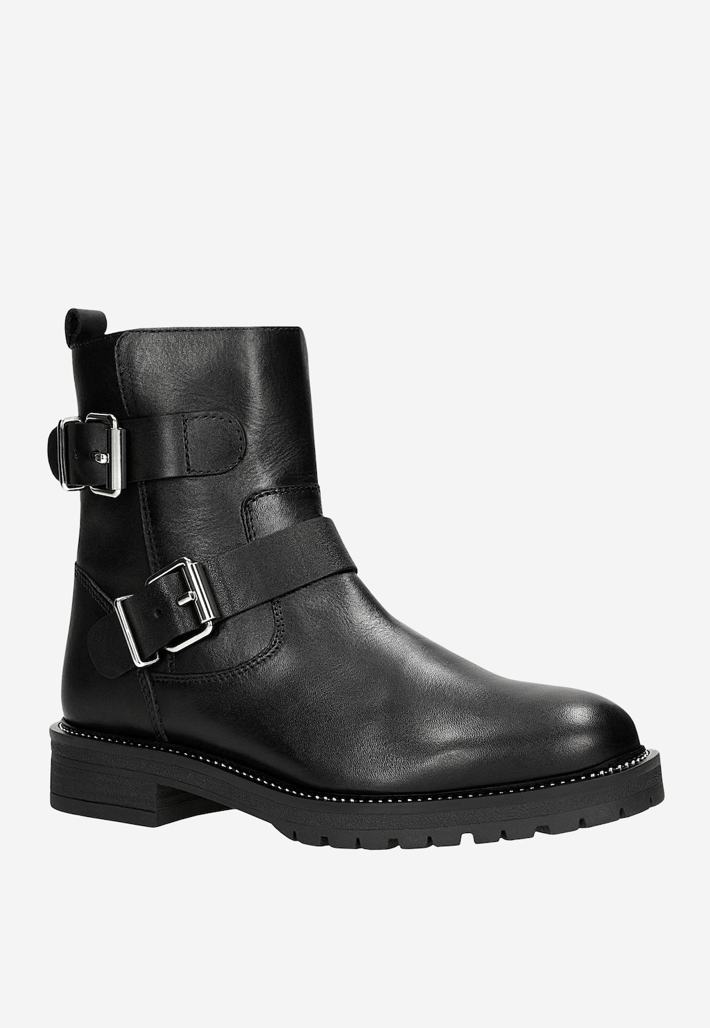 Dámské černé kožené kotníkové boty s přezkami 55269-51 Widok 3